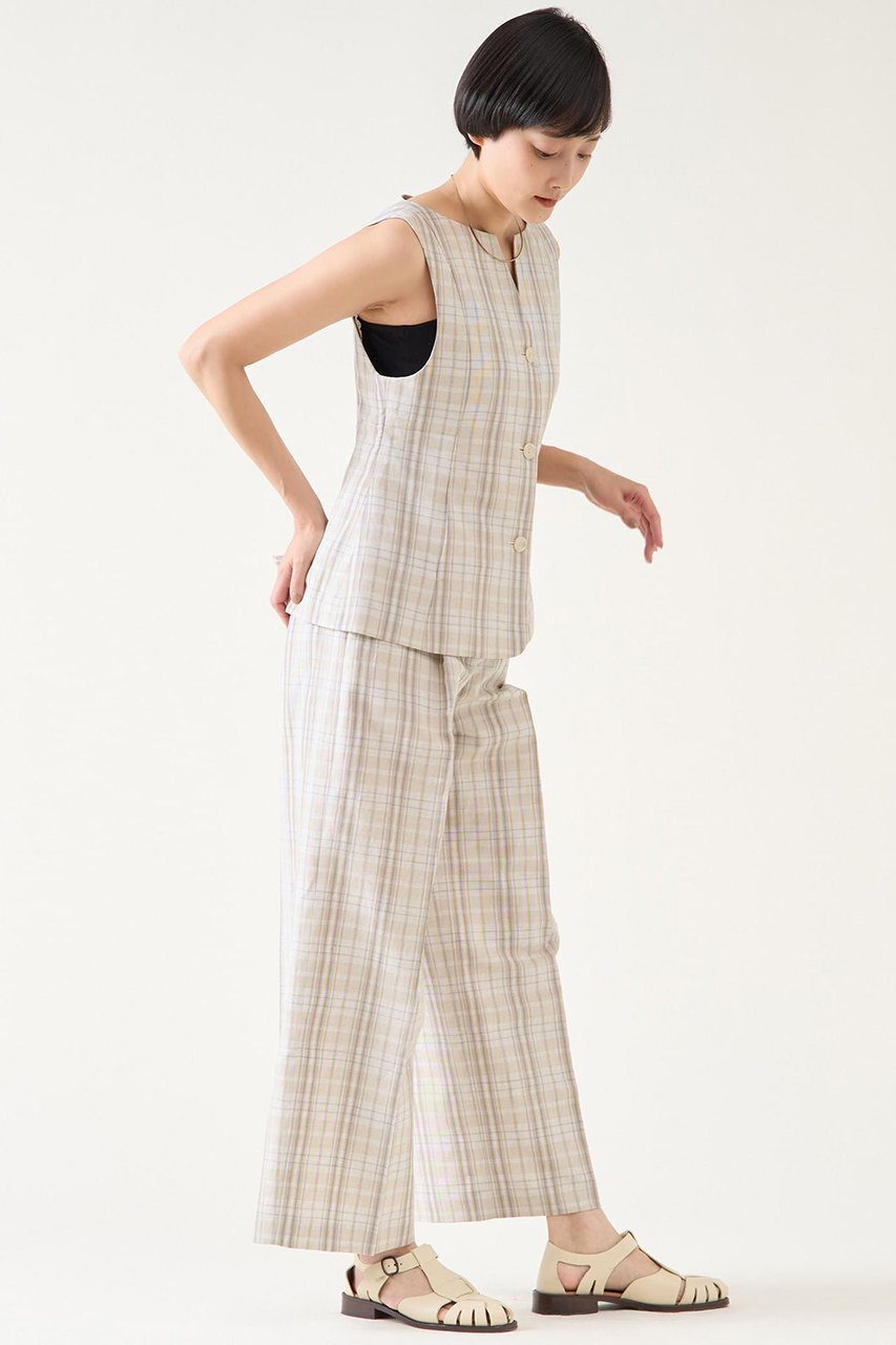 【マルティニーク/martinique】の平織サマーチェックポプリンジレ(セットアップ可) 人気、トレンドファッション・服の通販 founy(ファニー) 　ファッション　Fashion　レディースファッション　Fashion for Women　アウター　Coat / Outerwear Collection　レディースジャケット・軽アウター　Jackets　おすすめ　Recommended / Our Picks　サマー　Summer, Summer Style　ジャケット　Jacket, Outerwear　スキッパー　Skipper, Open Collar　セットアップ　Set-Up, Coordinated Outfit　チェック　Check, Plaid, Tartan　フレアースカート　Flared Skirt, A-Line Skirt　ベスト　Vest, Waistcoat　リラックス　Relax, Relaxed Fit　無地　Plain, Solid Color　other-7|ID: prp329100004442506 ipo3291000000035042053