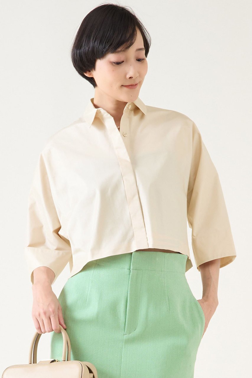 【マルティニーク/martinique】のクロップドシャツ(セットアップ可) 人気、トレンドファッション・服の通販 founy(ファニー) 　ファッション　Fashion　レディースファッション　Fashion for Women　トップス・カットソー　Cut & Sew Tops　シャツ・ブラウス・オフィスカジュアル　Elegant Blouses & Button-Ups　おすすめ　Recommended / Our Picks　クロップド　Cropped, Short Length　ショート　Short, Short Length　スリーブ　Sleeve, Long Sleeve / Short Sleeve　セットアップ　Set-Up, Coordinated Outfit　タフタ　Taffeta, Structured Fabric　トレンド　Trend, Trending Now　エレガント 上品　Elegant　 other-1|ID: prp329100004442509 ipo3291000000035041741