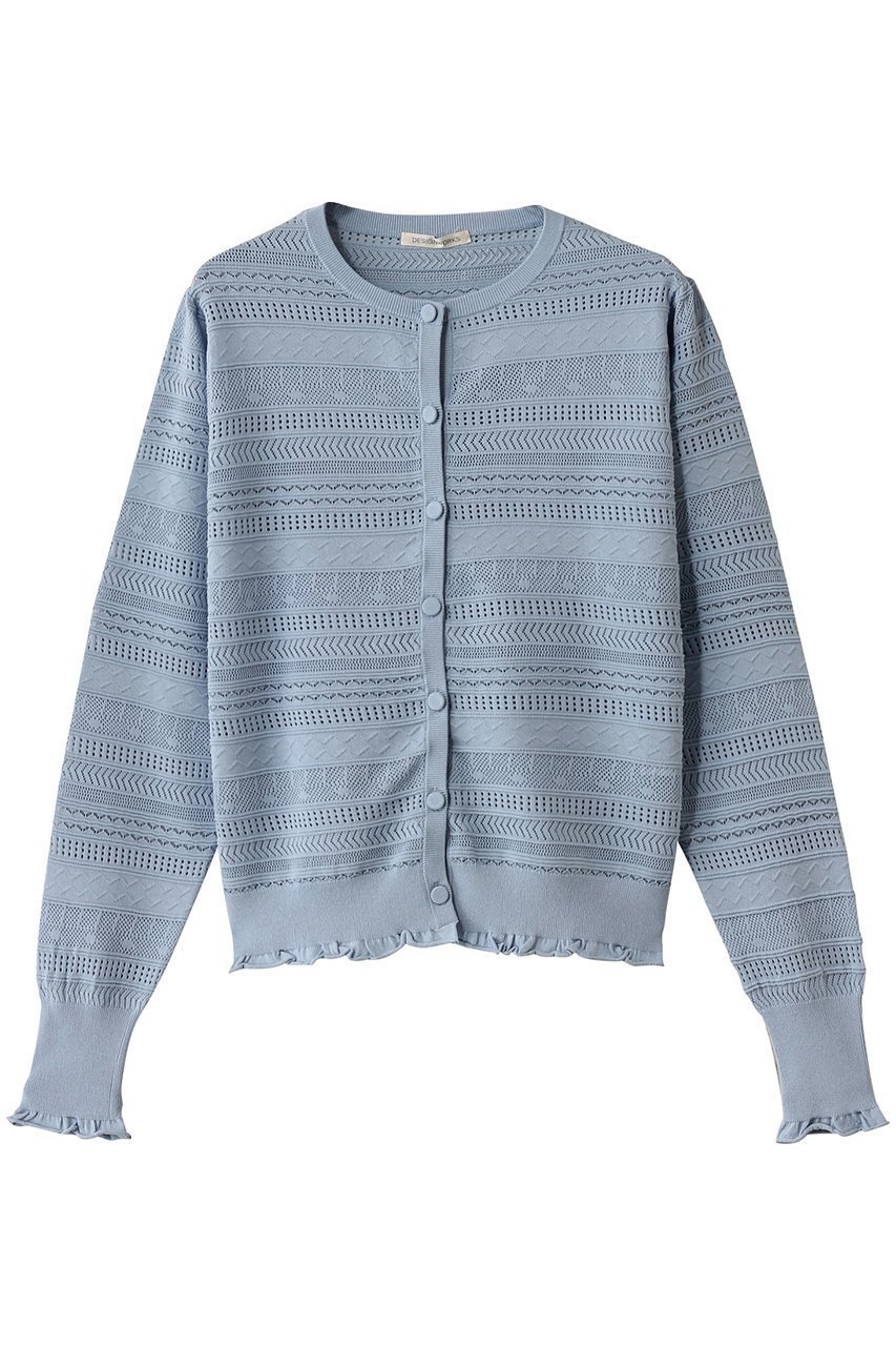 【デザイン ワークス/DESIGN WORKS】の透かし編みボレロ インテリア・キッズ・メンズ・レディースファッション・服の通販 founy(ファニー) 　ファッション　Fashion　レディースファッション　Fashion for Women　トップス・カットソー　Cut & Sew Tops　ニット　Knit Tops & Sweaters　カーディガン・羽織り　Layered Style Cardigans　カーディガン　Cardigan, Knitwear　コンパクト　Compact, Small Size　スリーブ　Sleeve, Long Sleeve / Short Sleeve　フェミニン　Feminine, Girly　ボレロ　Bolero, Short Cardigan　ロング　Long, Long-Length　エレガント 上品　Elegant　夏　Summer　春　Spring　S/S・春夏　SS, Spring/Summer, Warm Season　透かし　Cut-Out, Lacework　サックス|ID: prp329100004442516 ipo3291000000032937907