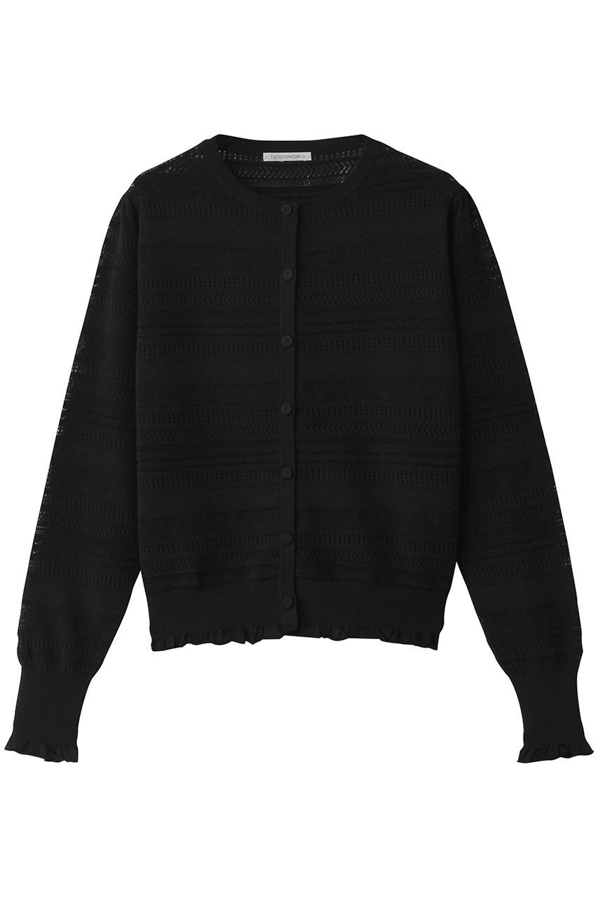 【デザイン ワークス/DESIGN WORKS】の透かし編みボレロ インテリア・キッズ・メンズ・レディースファッション・服の通販 founy(ファニー) 　ファッション　Fashion　レディースファッション　Fashion for Women　トップス・カットソー　Cut & Sew Tops　ニット　Knit Tops & Sweaters　カーディガン・羽織り　Layered Style Cardigans　カーディガン　Cardigan, Knitwear　コンパクト　Compact, Small Size　スリーブ　Sleeve, Long Sleeve / Short Sleeve　フェミニン　Feminine, Girly　ボレロ　Bolero, Short Cardigan　ロング　Long, Long-Length　エレガント 上品　Elegant　夏　Summer　春　Spring　S/S・春夏　SS, Spring/Summer, Warm Season　透かし　Cut-Out, Lacework　ブラック|ID: prp329100004442516 ipo3291000000032937916