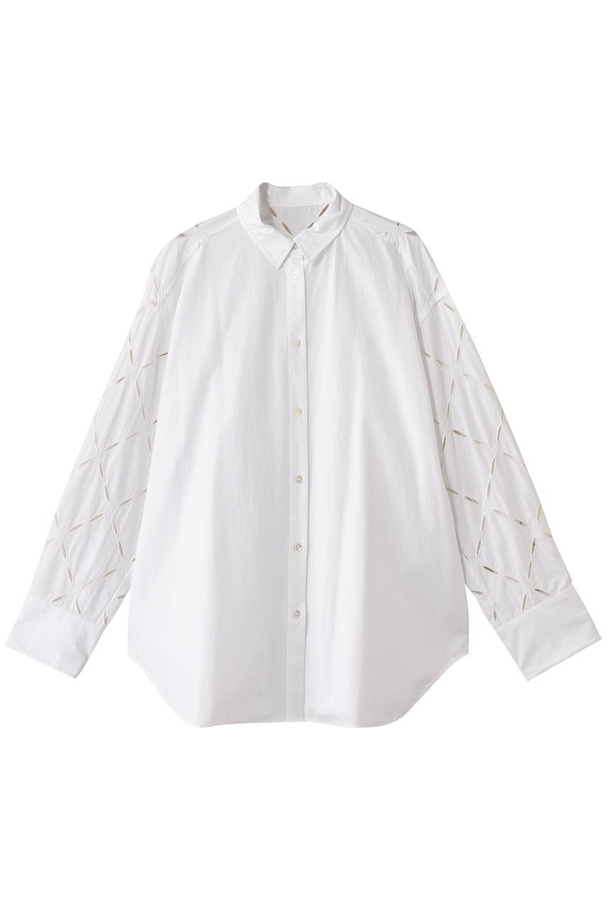 【デザイン ワークス/DESIGN WORKS】のアーガイルエンブロイダリーシャツ インテリア・キッズ・メンズ・レディースファッション・服の通販 founy(ファニー) 　ファッション　Fashion　レディースファッション　Fashion for Women　トップス・カットソー　Cut & Sew Tops　シャツ・ブラウス・オフィスカジュアル　Elegant Blouses & Button-Ups　エンブロイダリー　Embroidery Design　シアー　Sheer, See-Through　スリーブ　Sleeve, Long Sleeve / Short Sleeve　ロング　Long, Long-Length　夏　Summer　春　Spring　S/S・春夏　SS, Spring/Summer, Warm Season　ホワイト|ID: prp329100004442520 ipo3291000000032849355