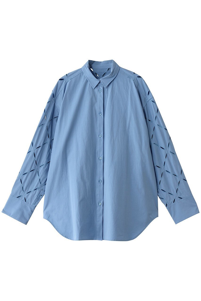 【デザイン ワークス/DESIGN WORKS】のアーガイルエンブロイダリーシャツ インテリア・キッズ・メンズ・レディースファッション・服の通販 founy(ファニー) 　ファッション　Fashion　レディースファッション　Fashion for Women　トップス・カットソー　Cut & Sew Tops　シャツ・ブラウス・オフィスカジュアル　Elegant Blouses & Button-Ups　エンブロイダリー　Embroidery Design　シアー　Sheer, See-Through　スリーブ　Sleeve, Long Sleeve / Short Sleeve　ロング　Long, Long-Length　夏　Summer　春　Spring　S/S・春夏　SS, Spring/Summer, Warm Season　ブルー|ID: prp329100004442520 ipo3291000000032849360