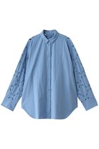 【デザイン ワークス/DESIGN WORKS】のアーガイルエンブロイダリーシャツ 人気、トレンドファッション・服の通販 founy(ファニー) ファッション Fashion レディースファッション Fashion for Women トップス・カットソー Cut & Sew Tops シャツ・ブラウス・オフィスカジュアル Elegant Blouses & Button-Ups エンブロイダリー Embroidery Design シアー Sheer, See-Through スリーブ Sleeve, Long Sleeve / Short Sleeve ロング Long, Long-Length 夏 Summer 春 Spring S/S・春夏 SS, Spring/Summer, Warm Season thumbnail ブルー|ID: prp329100004442520 ipo3291000000034955345
