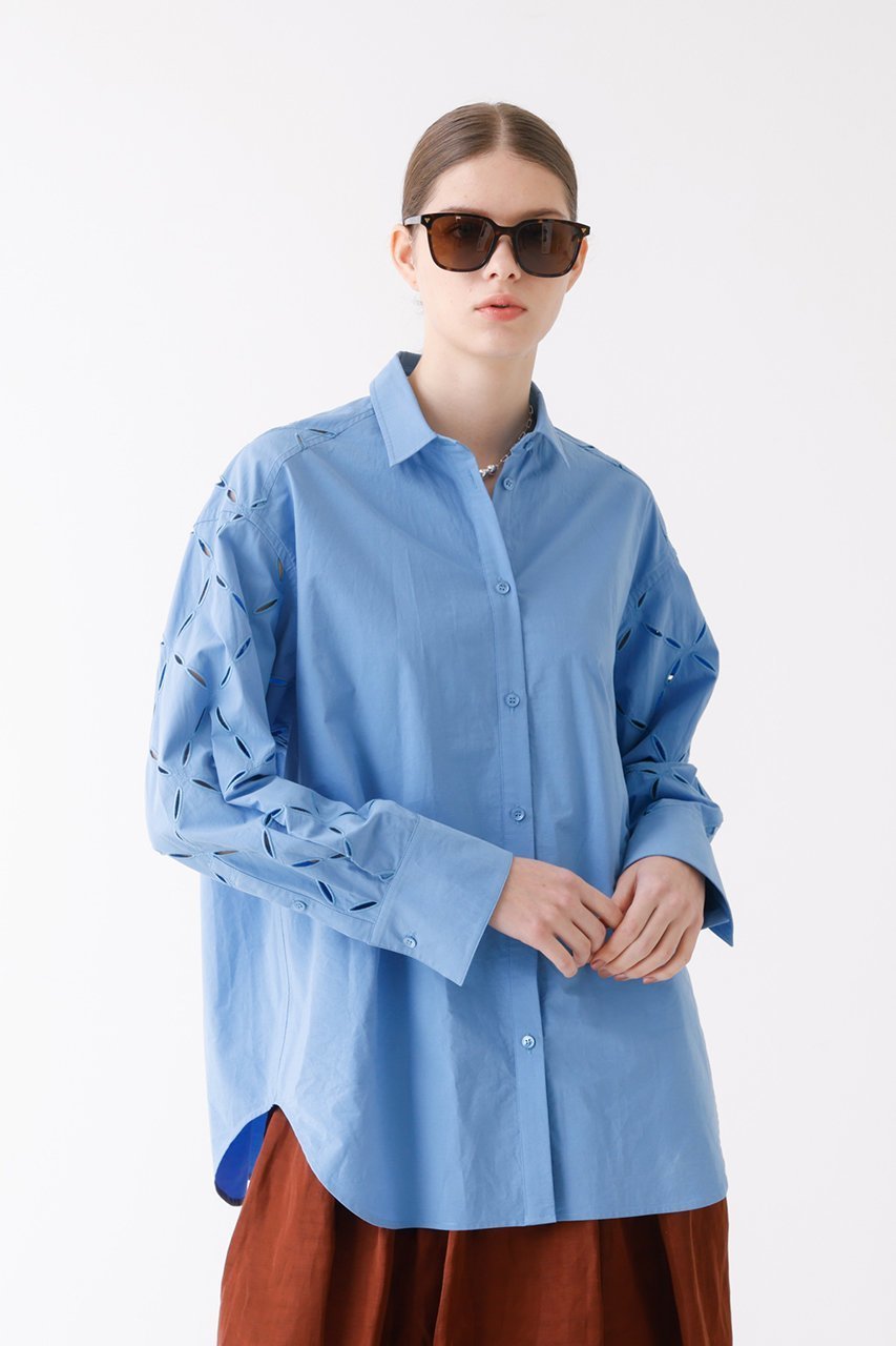 【デザイン ワークス/DESIGN WORKS】のアーガイルエンブロイダリーシャツ 人気、トレンドファッション・服の通販 founy(ファニー) 　ファッション　Fashion　レディースファッション　Fashion for Women　トップス・カットソー　Cut & Sew Tops　シャツ・ブラウス・オフィスカジュアル　Elegant Blouses & Button-Ups　エンブロイダリー　Embroidery Design　シアー　Sheer, See-Through　スリーブ　Sleeve, Long Sleeve / Short Sleeve　ロング　Long, Long-Length　夏　Summer　春　Spring　S/S・春夏　SS, Spring/Summer, Warm Season　other-8|ID: prp329100004442520 ipo3291000000034955356