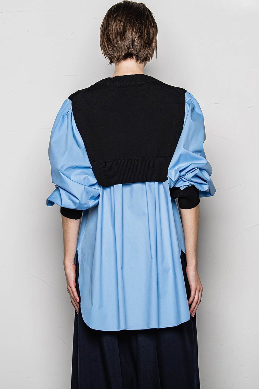 【エッセン ロートレアモン/ESSEN LAUTREAMONT】のスイッチングニットブラウス 人気、トレンドファッション・服の通販 founy(ファニー) 　ファッション　Fashion　レディースファッション　WOMEN　トップス・カットソー　Tops/Tshirt　ニット　Knit Tops　シャツ/ブラウス　Shirts/Blouses　ストレッチ　Stretch　スリーブ　Sleeve　タイプライター　Typewriter　ロング　Long　other-3|ID: prp329100004442530 ipo3291000000031255962