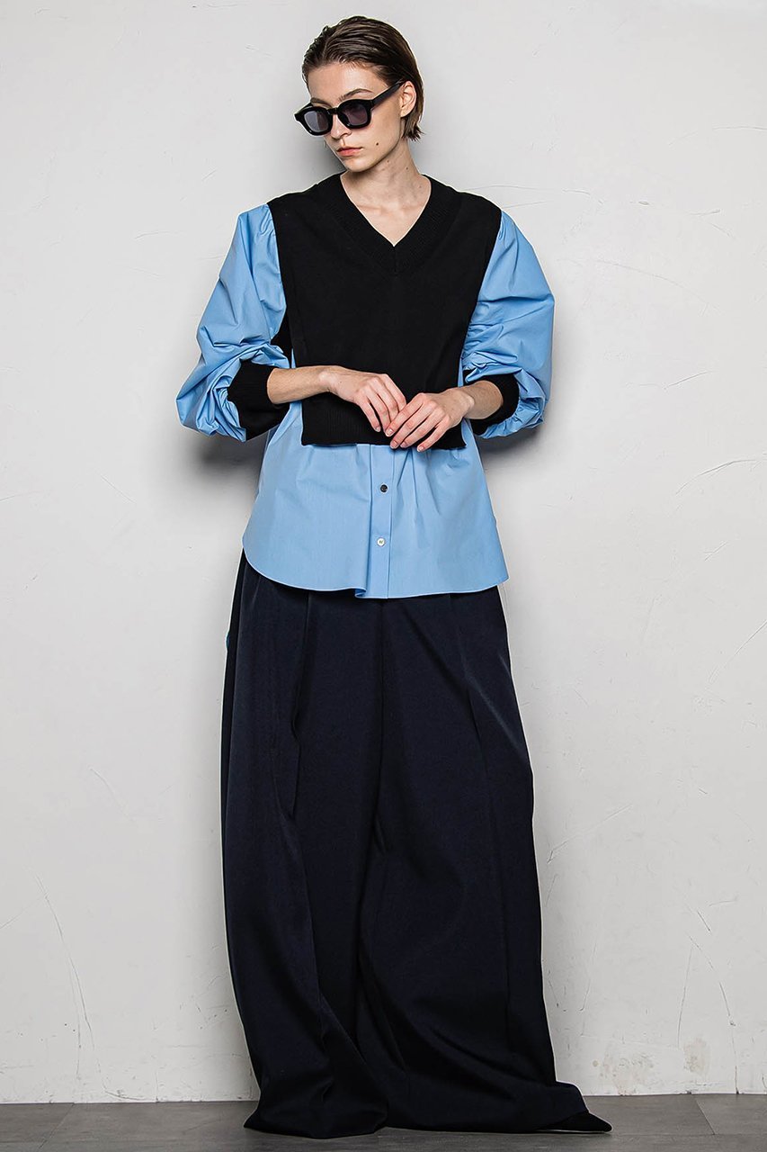 【エッセン ロートレアモン/ESSEN LAUTREAMONT】のスイッチングニットブラウス 人気、トレンドファッション・服の通販 founy(ファニー) 　ファッション　Fashion　レディースファッション　WOMEN　トップス・カットソー　Tops/Tshirt　ニット　Knit Tops　シャツ/ブラウス　Shirts/Blouses　ストレッチ　Stretch　スリーブ　Sleeve　タイプライター　Typewriter　ロング　Long　other-4|ID: prp329100004442530 ipo3291000000031255963