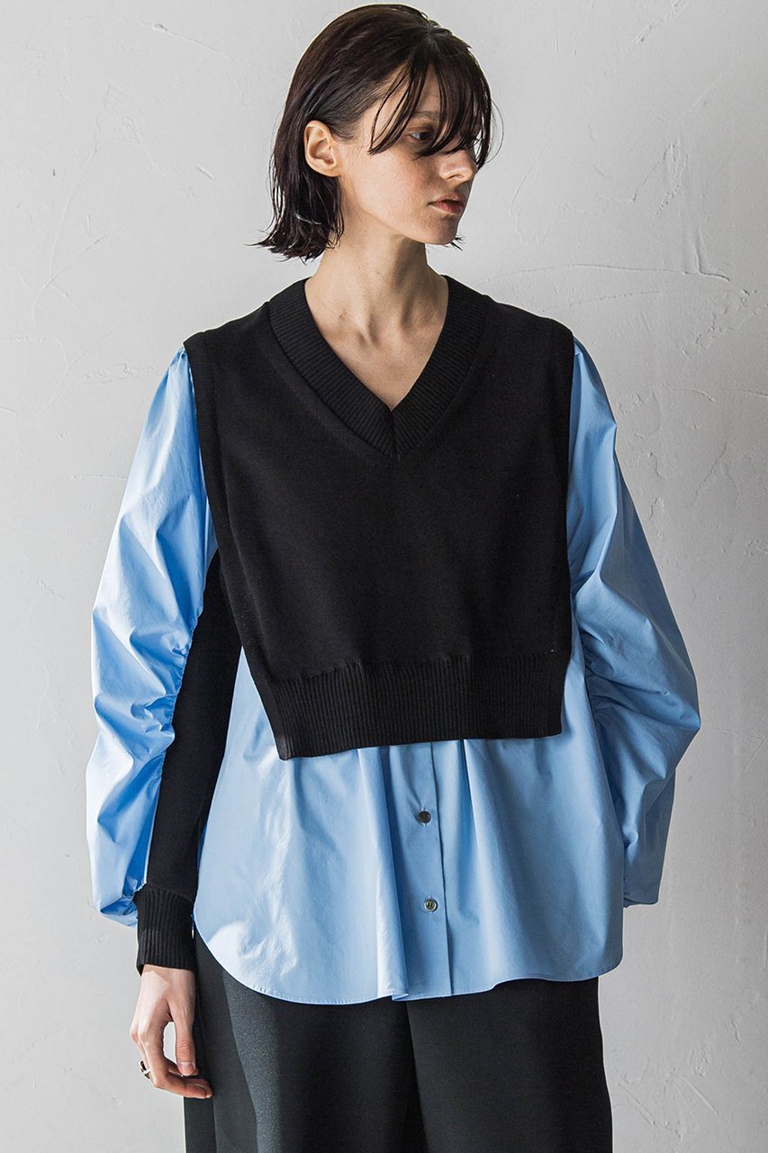【エッセン ロートレアモン/ESSEN LAUTREAMONT】のスイッチングニットブラウス 人気、トレンドファッション・服の通販 founy(ファニー) 　ファッション　Fashion　レディースファッション　WOMEN　トップス・カットソー　Tops/Tshirt　ニット　Knit Tops　シャツ/ブラウス　Shirts/Blouses　ストレッチ　Stretch　スリーブ　Sleeve　タイプライター　Typewriter　ロング　Long　other-5|ID: prp329100004442530 ipo3291000000031604112