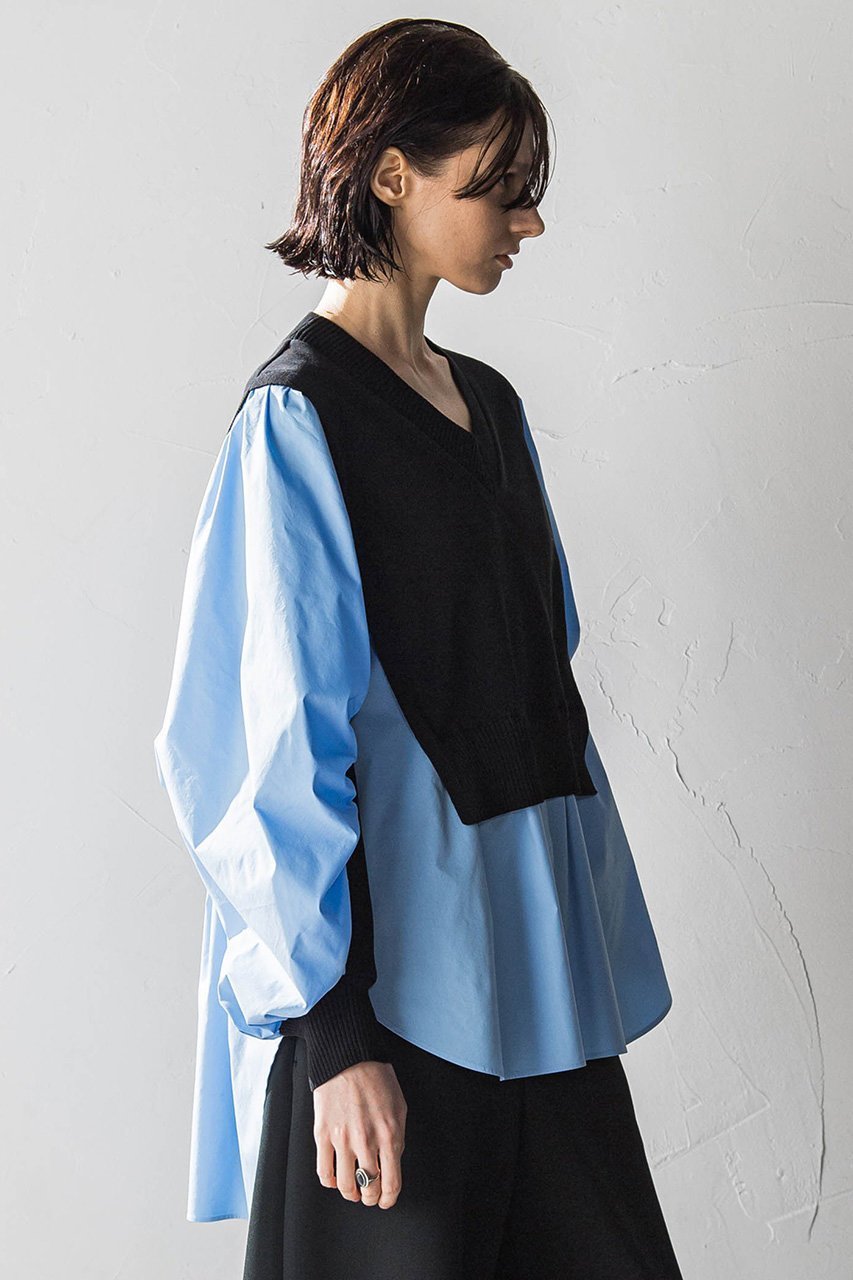 【エッセン ロートレアモン/ESSEN LAUTREAMONT】のスイッチングニットブラウス 人気、トレンドファッション・服の通販 founy(ファニー) 　ファッション　Fashion　レディースファッション　WOMEN　トップス・カットソー　Tops/Tshirt　ニット　Knit Tops　シャツ/ブラウス　Shirts/Blouses　ストレッチ　Stretch　スリーブ　Sleeve　タイプライター　Typewriter　ロング　Long　other-6|ID: prp329100004442530 ipo3291000000031604113