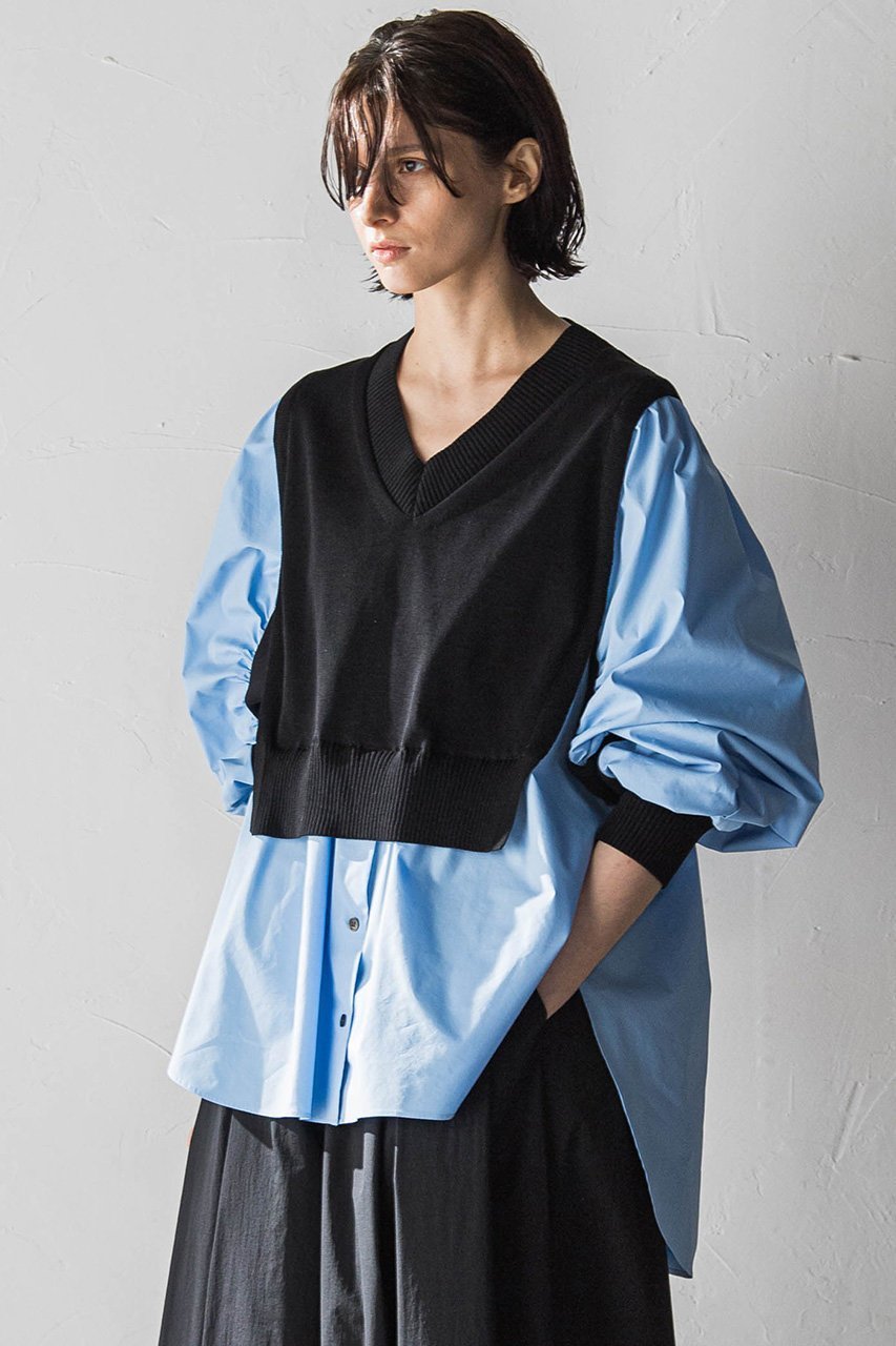 【エッセン ロートレアモン/ESSEN LAUTREAMONT】のスイッチングニットブラウス 人気、トレンドファッション・服の通販 founy(ファニー) 　ファッション　Fashion　レディースファッション　WOMEN　トップス・カットソー　Tops/Tshirt　ニット　Knit Tops　シャツ/ブラウス　Shirts/Blouses　ストレッチ　Stretch　スリーブ　Sleeve　タイプライター　Typewriter　ロング　Long　other-7|ID: prp329100004442530 ipo3291000000031604115