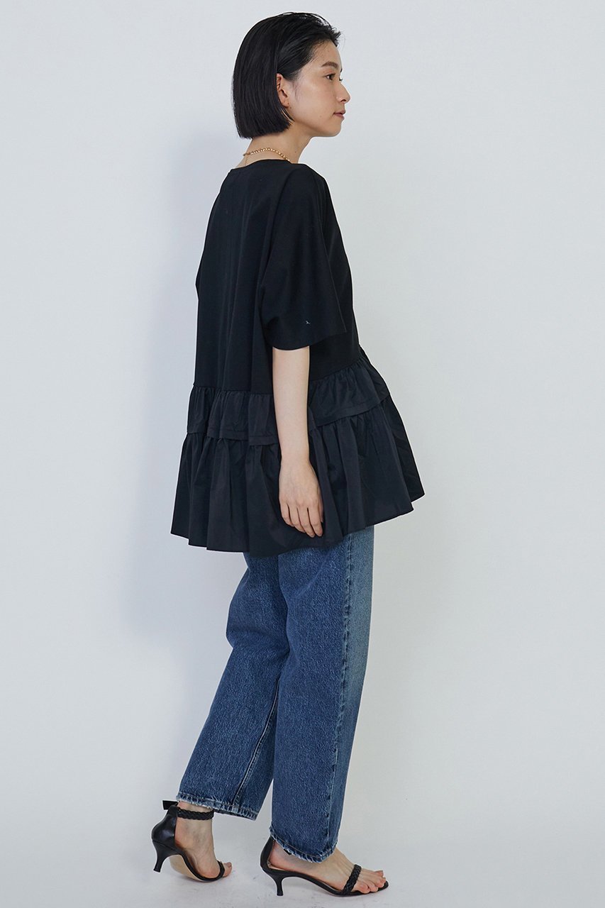 【プルミエ アロンディスモン/1er Arrondissement】のコットンポンチ×タフタトップス 人気、トレンドファッション・服の通販 founy(ファニー) 　ファッション　Fashion　レディースファッション　WOMEN　トップス・カットソー　Tops/Tshirt　シャツ/ブラウス　Shirts/Blouses　カットソー　Cut And Sew　ギャザー　Gather　ショート　Short　スリーブ　Sleeve　タフタ　Taffeta　ドッキング　Docking　再入荷　Restock/Back In Stock/Re Arrival　other-3|ID: prp329100004442532 ipo3291000000031255973