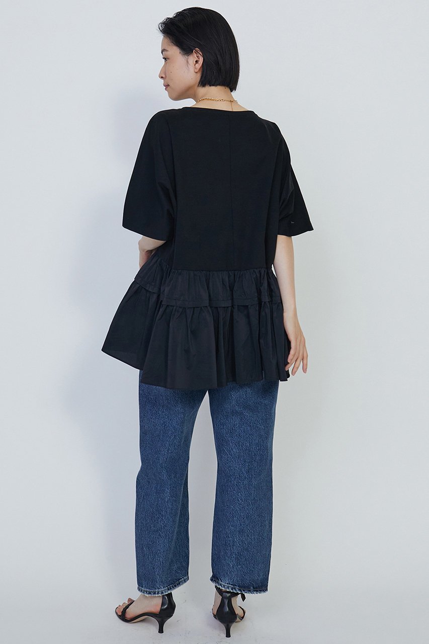 【プルミエ アロンディスモン/1er Arrondissement】のコットンポンチ×タフタトップス 人気、トレンドファッション・服の通販 founy(ファニー) 　ファッション　Fashion　レディースファッション　WOMEN　トップス・カットソー　Tops/Tshirt　シャツ/ブラウス　Shirts/Blouses　カットソー　Cut And Sew　ギャザー　Gather　ショート　Short　スリーブ　Sleeve　タフタ　Taffeta　ドッキング　Docking　再入荷　Restock/Back In Stock/Re Arrival　other-4|ID: prp329100004442532 ipo3291000000031255975