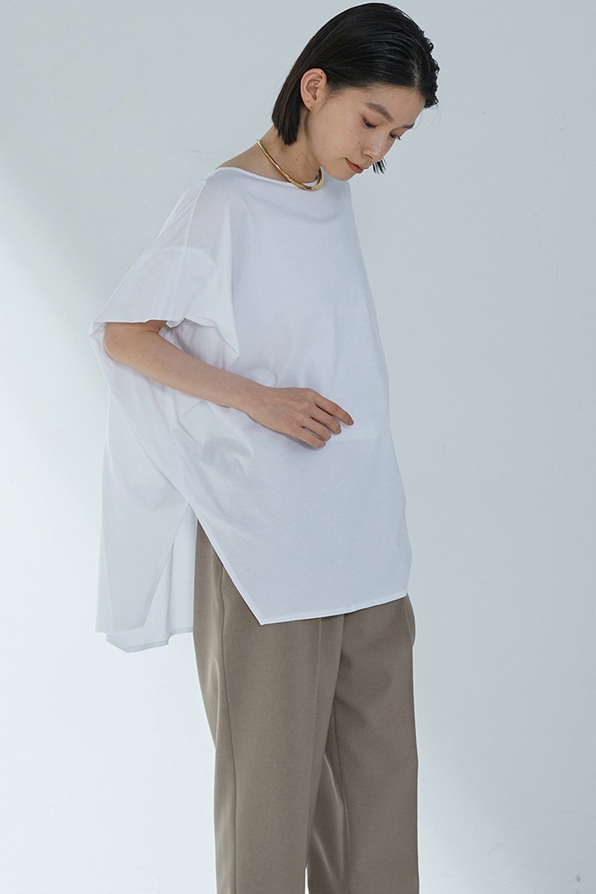 【プルミエ アロンディスモン/1er Arrondissement】のプレミアム天竺ニュアンストップス 人気、トレンドファッション・服の通販 founy(ファニー) 　ファッション　Fashion　レディースファッション　Fashion for Women　トップス・カットソー　Cut & Sew Tops　シャツ・ブラウス・オフィスカジュアル　Elegant Blouses & Button-Ups　カットソー　Cut and Sewn Top　ショート　Short, Short Length　スリーブ　Sleeve, Long Sleeve / Short Sleeve　プレミアム　Premium, High-End　人気　Popular, Best Seller　定番　Standard, Basic Item　 other-1|ID: prp329100004442533 ipo3291000000032907800