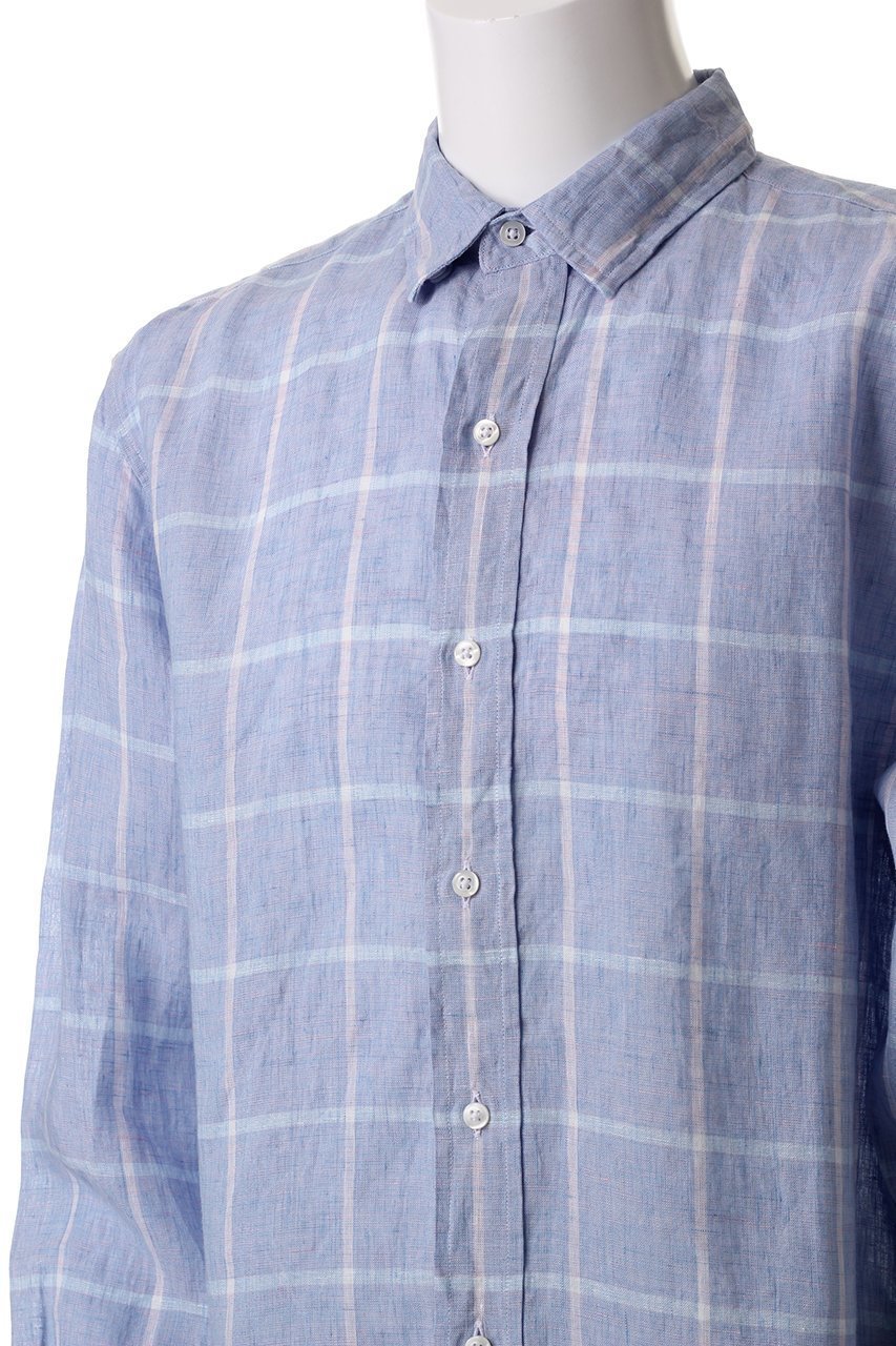 【フランク&アイリーン/Frank&Eileen / MEN】の【MEN】FINBAR イタリアンリネン ブルーチェックシャツ 人気、トレンドファッション・服の通販 founy(ファニー) 　ファッション　Fashion　メンズファッション　Fashion for Men　スリーブ　Sleeve, Long Sleeve / Short Sleeve　チェック　Check, Plaid, Tartan　リネン　Linen, Linen Fabric　リラックス　Relax, Relaxed Fit　ロング　Long, Long-Length　エレガント 上品　Elegant　other-5|ID: prp329100004442540 ipo3291000000032852485