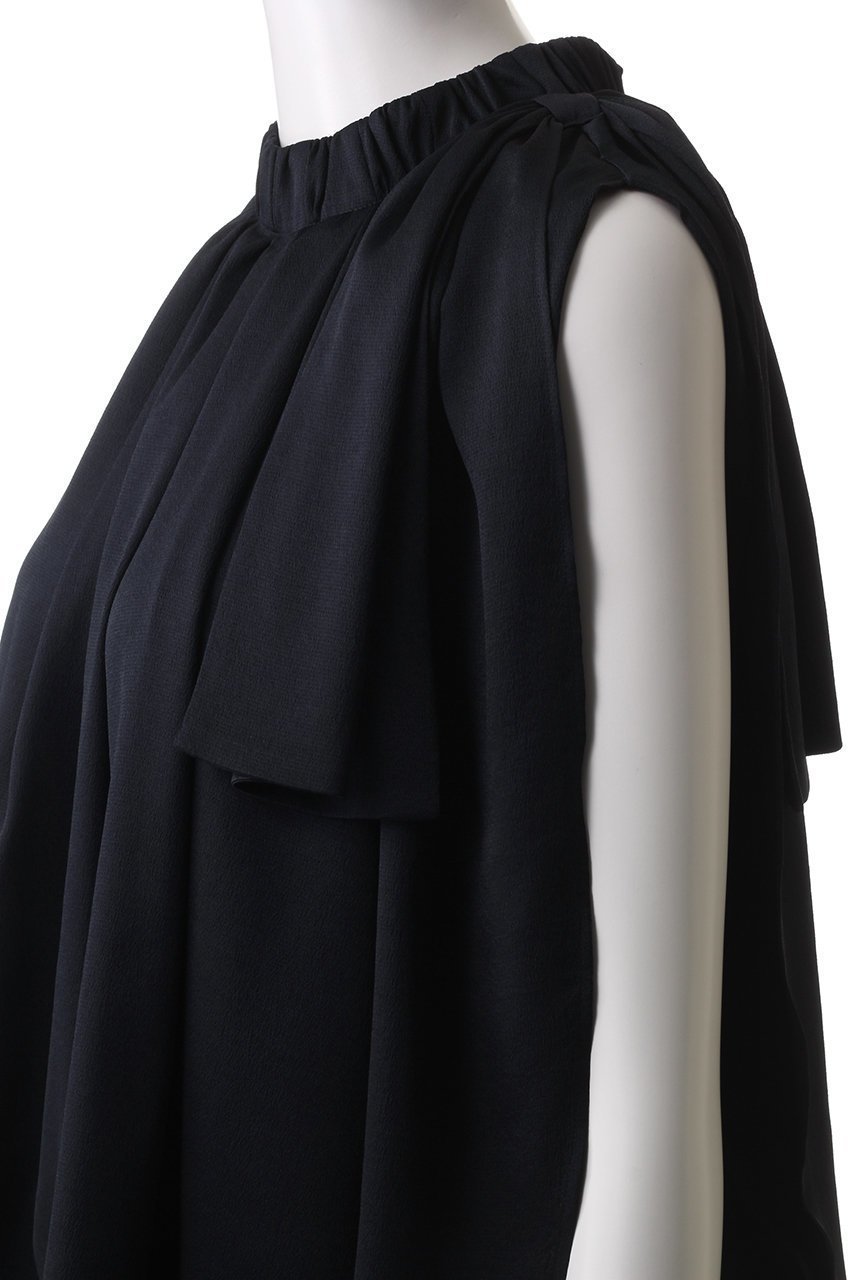 【ランバン オン ブルー/LANVIN en Bleu】のサテンショルダーリボンブラウス 人気、トレンドファッション・服の通販 founy(ファニー) 　ファッション　Fashion　レディースファッション　WOMEN　トップス・カットソー　Tops/Tshirt　キャミソール / ノースリーブ　No Sleeves　シャツ/ブラウス　Shirts/Blouses　サテン　Satin　ショルダー　Shoulder　ノースリーブ　No Sleeve　フレア　Flare　ボトム　Bottom　リボン　Ribbon　リュクス　Luxe　other-5|ID: prp329100004442547 ipo3291000000031325882