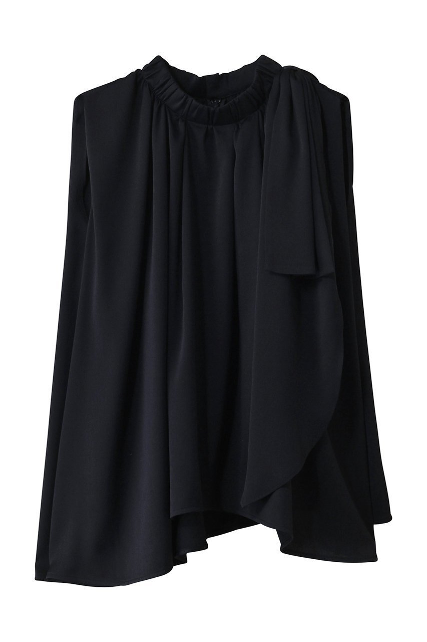 【ランバン オン ブルー/LANVIN en Bleu】のサテンショルダーリボンブラウス 人気、トレンドファッション・服の通販 founy(ファニー) 　ファッション　Fashion　レディースファッション　Fashion for Women　トップス・カットソー　Cut & Sew Tops　キャミソール&ノースリーブ　Camisoles & Sleeveless Tops　シャツ・ブラウス・オフィスカジュアル　Elegant Blouses & Button-Ups　サテン　Satin, Glossy Fabric　ショルダー　Shoulder, Shoulder Strap　ノースリーブ　Sleeveless, No-Sleeve　フレア　Flare, Flared　ボトム　Bottoms, Lower Wear　リボン　Ribbon, Bow　リュクス　Luxury, Elegant, High-End, Chic　 other-1|ID: prp329100004442547 ipo3291000000032849302