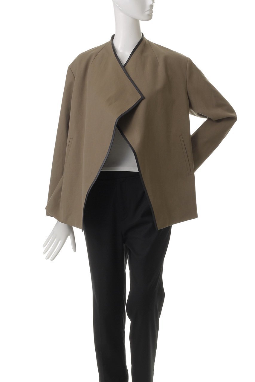 【エステータ/esteta】のウールリネンレザートリミングジャケット 人気、トレンドファッション・服の通販 founy(ファニー) 　ファッション　Fashion　レディースファッション　WOMEN　アウター　Coat Outerwear　ジャケット　Jackets　おすすめ　Recommend　クラシカル　Classical　ジャケット　Jacket　トリミング　Trimming　フィット　Fit　フロント　Front　モダン　Modern　other-2|ID: prp329100004442555 ipo3291000000031256108