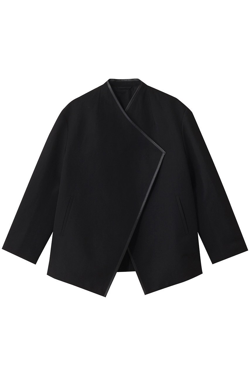【エステータ/esteta】のウールリネンレザートリミングジャケット インテリア・キッズ・メンズ・レディースファッション・服の通販 founy(ファニー) 　ファッション　Fashion　レディースファッション　Fashion for Women　アウター　Coat / Outerwear Collection　レディースジャケット・軽アウター　Jackets　おすすめ　Recommended / Our Picks　クラシカル　Classical, Vintage-Inspired　ジャケット　Jacket, Outerwear　トリミング　Trimming, Decorative Edge　フィット　Fit, Slim Fit　フロント　Front, Front Design　モダン　Modern, Contemporary　ブラック|ID: prp329100004442555 ipo3291000000032958920