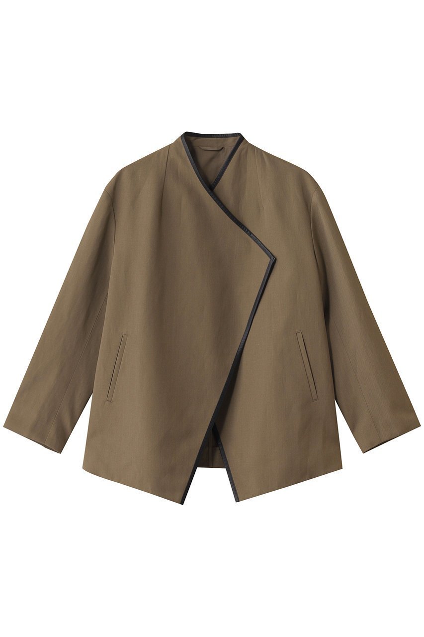【エステータ/esteta】のウールリネンレザートリミングジャケット インテリア・キッズ・メンズ・レディースファッション・服の通販 founy(ファニー) 　ファッション　Fashion　レディースファッション　Fashion for Women　アウター　Coat / Outerwear Collection　レディースジャケット・軽アウター　Jackets　おすすめ　Recommended / Our Picks　クラシカル　Classical, Vintage-Inspired　ジャケット　Jacket, Outerwear　トリミング　Trimming, Decorative Edge　フィット　Fit, Slim Fit　フロント　Front, Front Design　モダン　Modern, Contemporary　カーキ|ID: prp329100004442555 ipo3291000000032958923