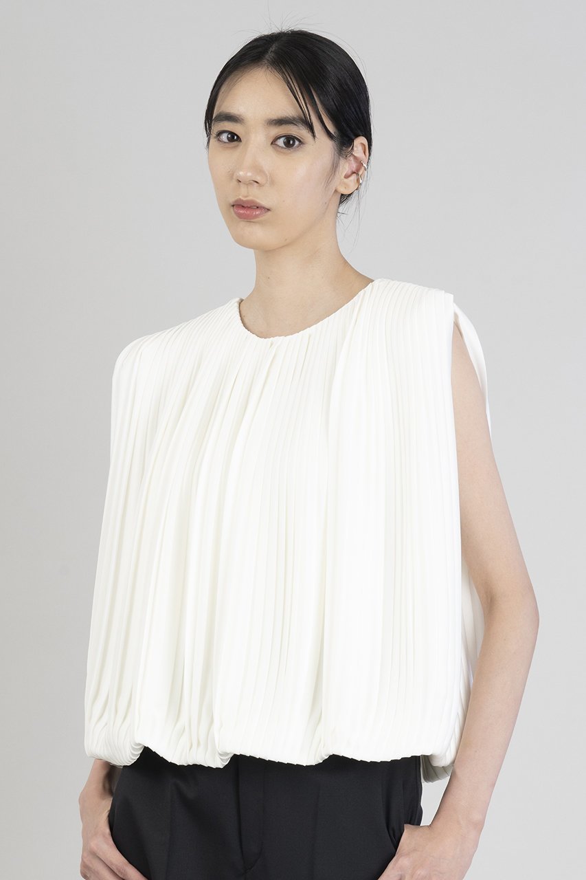 【エステータ/esteta】のドレープサテンプリーツブラウス 人気、トレンドファッション・服の通販 founy(ファニー) 　ファッション　Fashion　レディースファッション　Fashion for Women　トップス・カットソー　Cut & Sew Tops　キャミソール&ノースリーブ　Camisoles & Sleeveless Tops　シャツ・ブラウス・オフィスカジュアル　Elegant Blouses & Button-Ups　エレガント 上品　Elegant　サテン　Satin, Glossy Fabric　シンプル　Simple, Minimal　ドレープ　Drape, Draping Fabric　ノースリーブ　Sleeveless, No-Sleeve　プリーツ　Pleats, Pleated　再入荷　Restock / Back in Stock　other-7|ID: prp329100004442556 ipo3291000000035062774