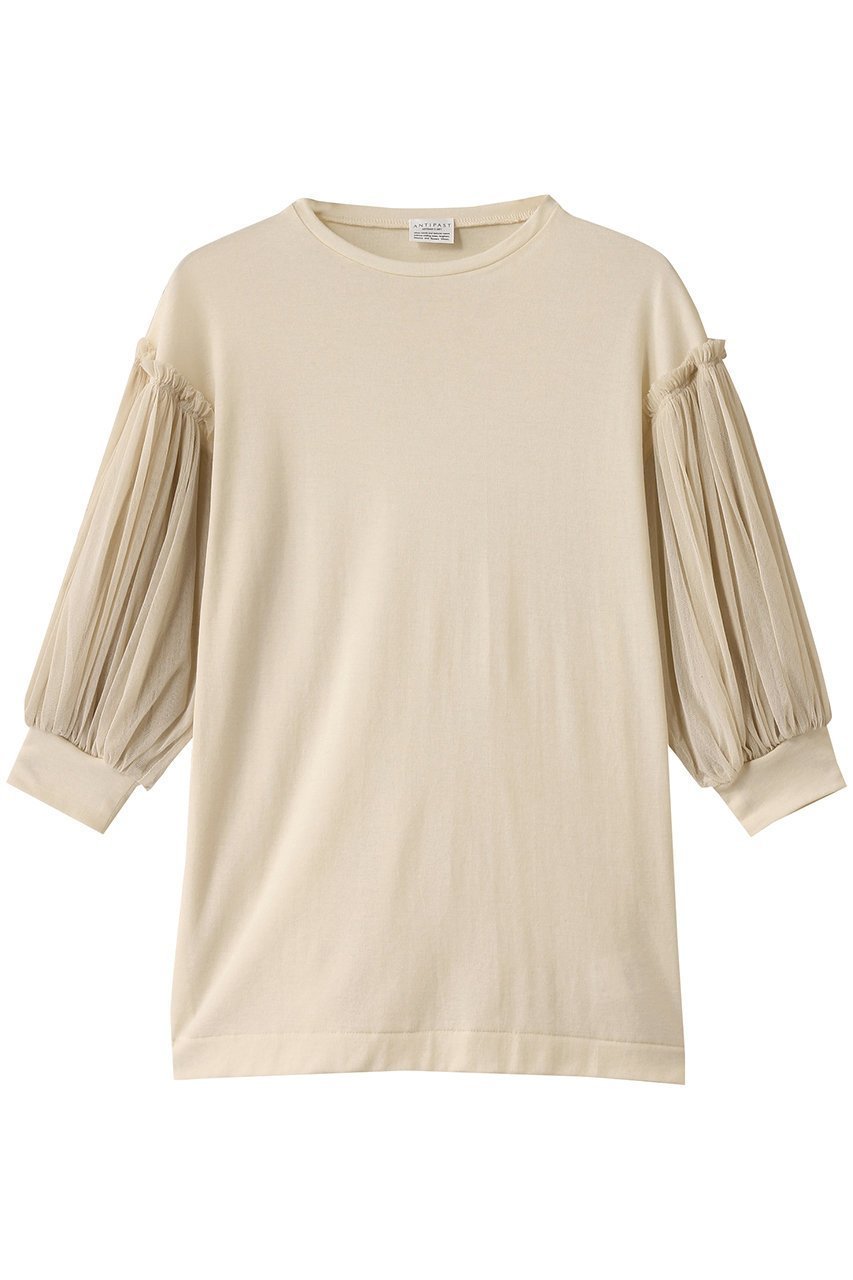 【アンティパスト/ANTIPAST】のメッシュスリーブコットンフライスTシャツ インテリア・キッズ・メンズ・レディースファッション・服の通販 founy(ファニー) 　ファッション　Fashion　レディースファッション　Fashion for Women　トップス・カットソー　Cut & Sew Tops　シャツ・ブラウス・オフィスカジュアル　Elegant Blouses & Button-Ups　ロングTシャツ・Tシャツ　Longline T-Shirts & Tees　カットソー・ベーシックTシャツ　Cut-and-Sewn Tops / Stretch Tees & Basics　コンシャス　Conscious, Bodycon　ショート　Short, Short Length　スリーブ　Sleeve, Long Sleeve / Short Sleeve　メッシュ　Mesh, Net Fabric　春　Spring　アイボリー|ID: prp329100004444651 ipo3291000000036008476