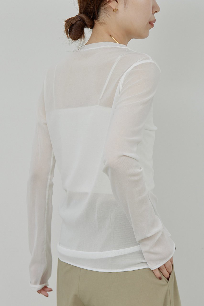 【ガリャルダガランテ/GALLARDAGALANTE】の【La nature linge】シアーチュールトップス 人気、トレンドファッション・服の通販 founy(ファニー) 　ファッション　Fashion　レディースファッション　Fashion for Women　トップス・カットソー　Cut & Sew Tops　シャツ・ブラウス・オフィスカジュアル　Elegant Blouses & Button-Ups　ロングTシャツ・Tシャツ　Longline T-Shirts & Tees　カットソー・ベーシックTシャツ　Cut-and-Sewn Tops / Stretch Tees & Basics　お家時間・ステイホーム　Stay Home / At Home　なめらか　Smooth, Silky Texture　インナー　Innerwear　コンパクト　Compact, Small Size　ジャケット　Jacket, Outerwear　スリーブ　Sleeve, Long Sleeve / Short Sleeve　チュール　Tulip, Tulip Motif　ベスト　Vest, Waistcoat　ベーシック　Basic, Essential　ロング　Long, Long-Length　other-8|ID: prp329100004444659 ipo3291000000036216424