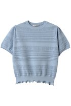 【デザイン ワークス/DESIGN WORKS】の透かし編み半袖プルオーバー サックス|ID: prp329100004444664 ipo3291000000032936520