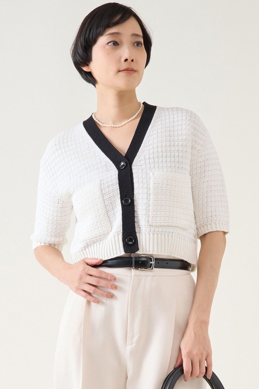 【マルティニーク/martinique】のペーパーミックスカーディガン 人気、トレンドファッション・服の通販 founy(ファニー) 　ファッション　Fashion　レディースファッション　Fashion for Women　トップス・カットソー　Cut & Sew Tops　ニット　Knit Tops & Sweaters　カーディガン・羽織り　Layered Style Cardigans　おすすめ　Recommended / Our Picks　カーディガン　Cardigan, Knitwear　コンパクト　Compact, Small Size　ポケット　Pocket, Pocket Detail　再入荷　Restock / Back in Stock　半袖　Short Sleeve, Half Sleeve　 other-1|ID: prp329100004444668 ipo3291000000032705968