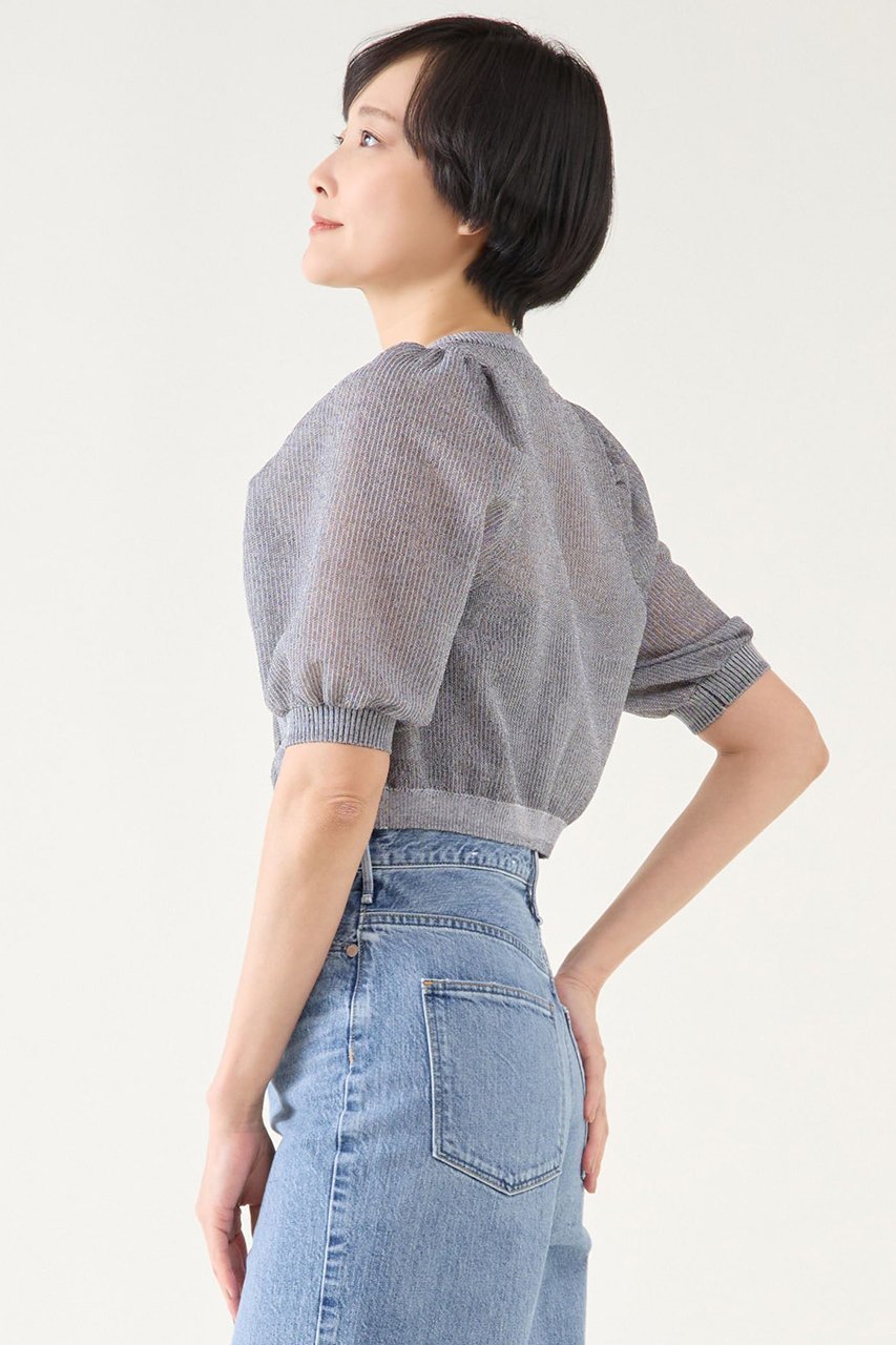 【マルティニーク/martinique】のパフスリーブカーディガン 人気、トレンドファッション・服の通販 founy(ファニー) 　ファッション　Fashion　レディースファッション　Fashion for Women　トップス・カットソー　Cut & Sew Tops　ニット　Knit Tops & Sweaters　カーディガン・羽織り　Layered Style Cardigans　おすすめ　Recommended / Our Picks　カーディガン　Cardigan, Knitwear　コンパクト　Compact, Small Size　ジャカード／ジャガード　Jacquard, Woven Pattern　トレンド　Trend, Trending Now　バランス　Balance, Style Balance　ボトム　Bottoms, Lower Wear　other-2|ID: prp329100004444669 ipo3291000000032810193