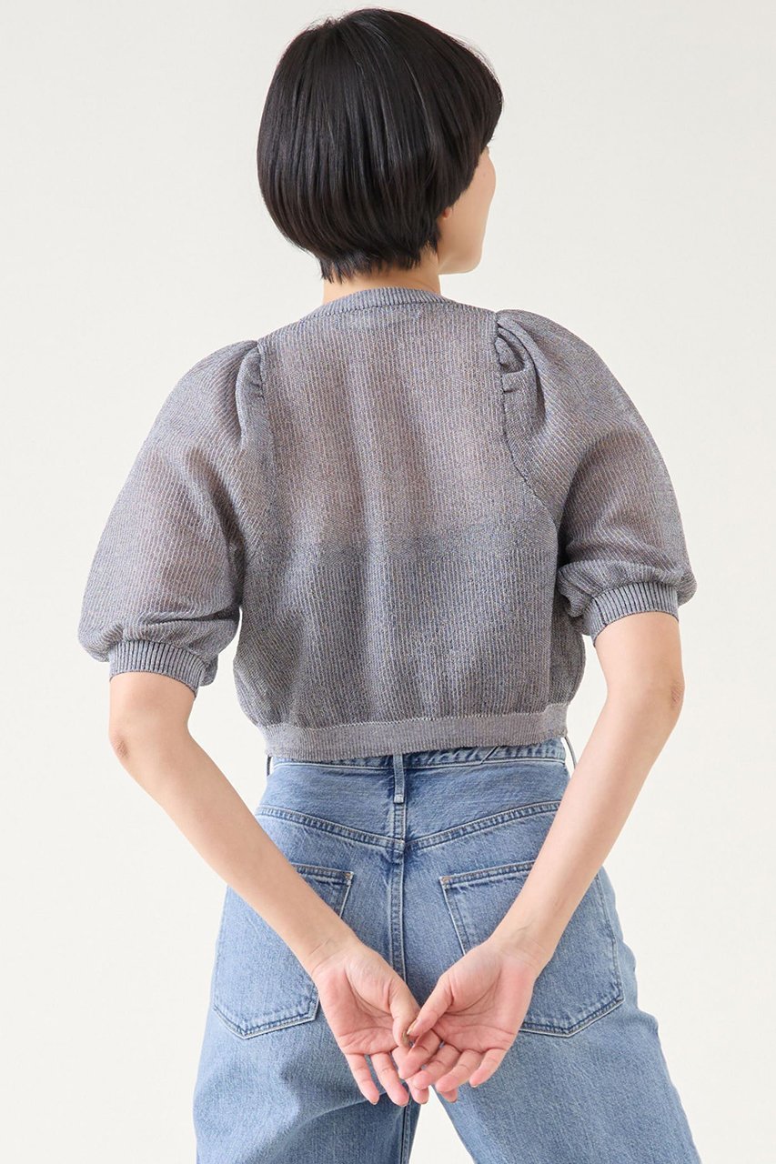 【マルティニーク/martinique】のパフスリーブカーディガン 人気、トレンドファッション・服の通販 founy(ファニー) 　ファッション　Fashion　レディースファッション　Fashion for Women　トップス・カットソー　Cut & Sew Tops　ニット　Knit Tops & Sweaters　カーディガン・羽織り　Layered Style Cardigans　おすすめ　Recommended / Our Picks　カーディガン　Cardigan, Knitwear　コンパクト　Compact, Small Size　ジャカード／ジャガード　Jacquard, Woven Pattern　トレンド　Trend, Trending Now　バランス　Balance, Style Balance　ボトム　Bottoms, Lower Wear　other-3|ID: prp329100004444669 ipo3291000000032810194