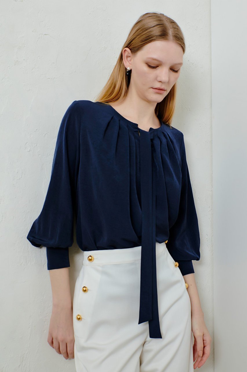 【アルアバイル/allureville】のシルキータックボウブラウス 人気、トレンドファッション・服の通販 founy(ファニー) 　ファッション　Fashion　レディースファッション　Ladies' Fashion Online　トップス・カットソー　Tops/Tshirt　シャツ/ブラウス　Shirts/Blouses　おすすめ　Recommend　エレガント 上品　Elegant　スリーブ　Sleeve　ダウン　Down　デニム　Denim　ドレープ　Drape　リボン　Ribbon　ロング　Long　再入荷　Restock/Back In Stock/Re Arrival　other-7|ID: prp329100004444672 ipo3291000000032233017