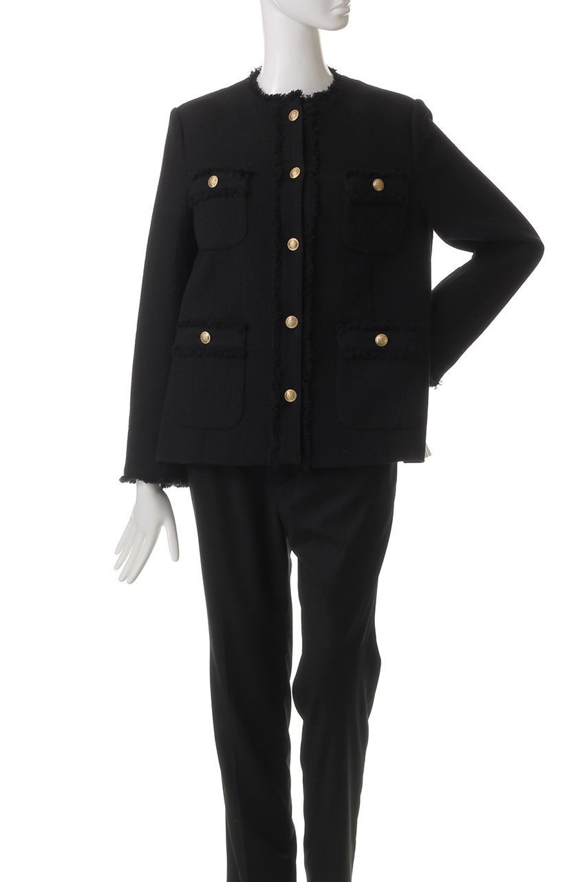 【アルアバイル/allureville】のリバーダブルクロスノーカーラージャケット 人気、トレンドファッション・服の通販 founy(ファニー) 　ファッション　Fashion　レディースファッション　Ladies' Fashion Online　アウター　Coat Outerwear　ジャケット　Jackets　インナー　Inner　クラシカル　Classical　シンプル　Simple　ジャケット　Jacket　ツイード　Tweed　フォーマル　Formal　フリンジ　Fringe　エレガント 上品　Elegant　再入荷　Restock/Back In Stock/Re Arrival　other-2|ID: prp329100004444673 ipo3291000000031255080