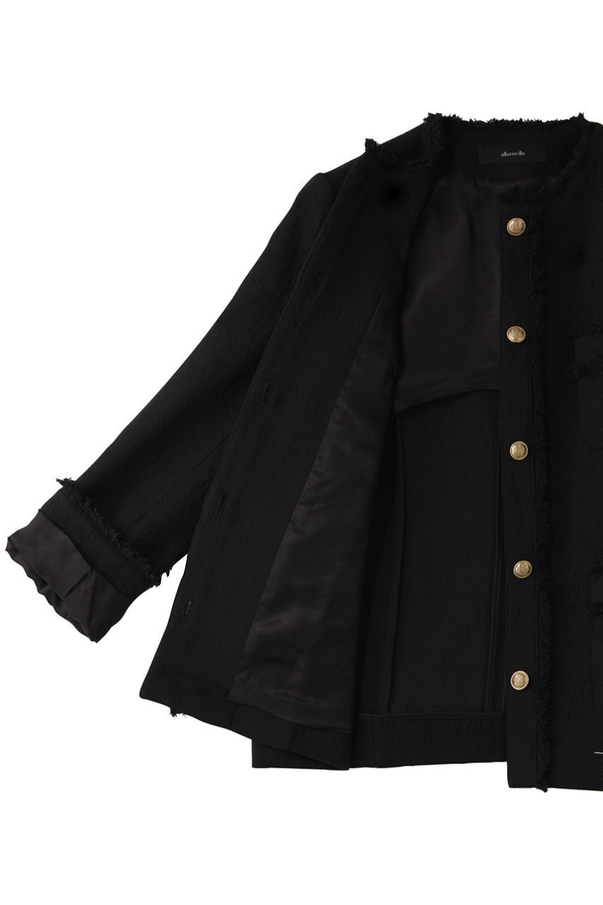 【アルアバイル/allureville】のリバーダブルクロスノーカーラージャケット 人気、トレンドファッション・服の通販 founy(ファニー) 　ファッション　Fashion　レディースファッション　Ladies' Fashion Online　アウター　Coat Outerwear　ジャケット　Jackets　インナー　Inner　クラシカル　Classical　シンプル　Simple　ジャケット　Jacket　ツイード　Tweed　フォーマル　Formal　フリンジ　Fringe　エレガント 上品　Elegant　再入荷　Restock/Back In Stock/Re Arrival　other-6|ID: prp329100004444673 ipo3291000000031325604