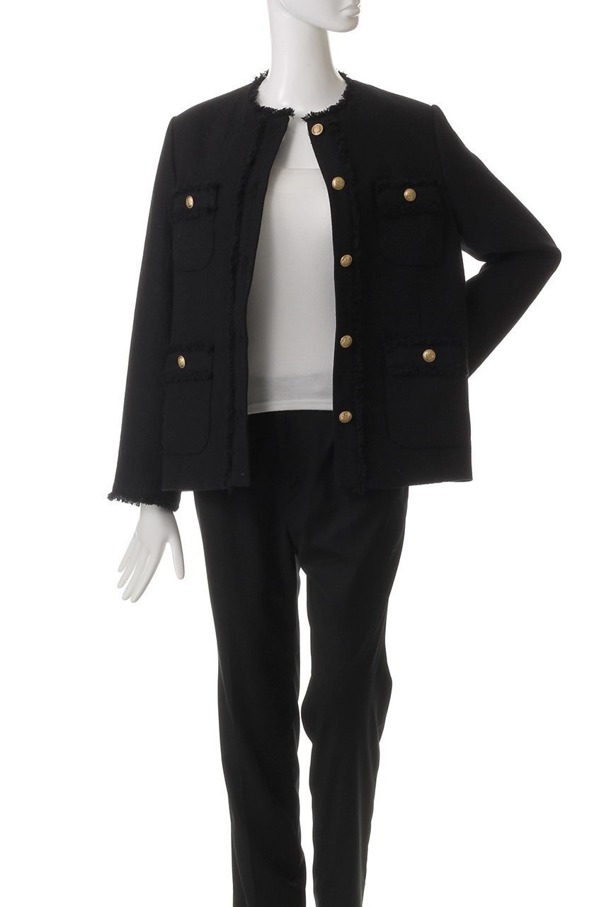 【アルアバイル/allureville】のリバーダブルクロスノーカーラージャケット 人気、トレンドファッション・服の通販 founy(ファニー) 　ファッション　Fashion　レディースファッション　Ladies' Fashion Online　アウター　Coat Outerwear　ジャケット　Jackets　インナー　Inner　クラシカル　Classical　シンプル　Simple　ジャケット　Jacket　ツイード　Tweed　フォーマル　Formal　フリンジ　Fringe　エレガント 上品　Elegant　再入荷　Restock/Back In Stock/Re Arrival　other-7|ID: prp329100004444673 ipo3291000000031325605