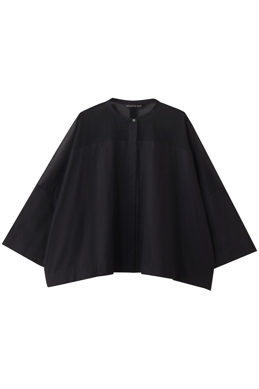 【ミズイロ インド/mizuiro ind】のstand collar sheer shirt シャツ インテリア・キッズ・メンズ・レディースファッション・服の通販 founy(ファニー) 　ファッション　Fashion　レディースファッション　WOMEN　トップス・カットソー　Tops/Tshirt　シャツ/ブラウス　Shirts/Blouses　シアー　Sheer　シンプル　Simple　スリーブ　Sleeve　ドレープ　Drape　ボックス　Box　ポンチョ　Poncho　ロング　Long　エレガント 上品　Elegant　再入荷　Restock/Back In Stock/Re Arrival　navy|ID: prp329100004444674 ipo3291000000031169010