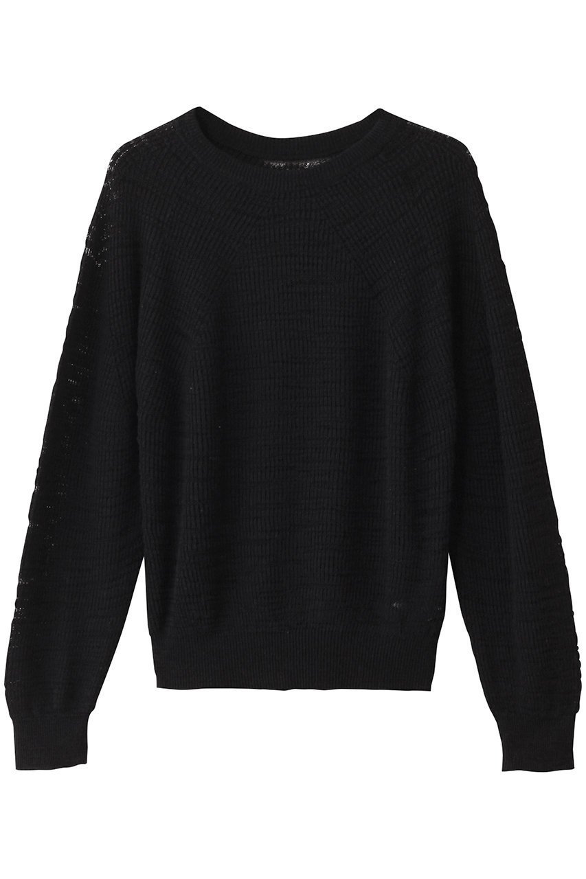 【バトナー/BATONER】のSLUBY シグネチャークルーネック インテリア・キッズ・メンズ・レディースファッション・服の通販 founy(ファニー) 　ファッション　Fashion　レディースファッション　WOMEN　トップス・カットソー　Tops/Tshirt　ニット　Knit Tops　プルオーバー　Pullover　シアー　Sheer　デニム　Denim　トレンド　Trend　ワイド　Wide　ブラック|ID: prp329100004444679 ipo3291000000031065671