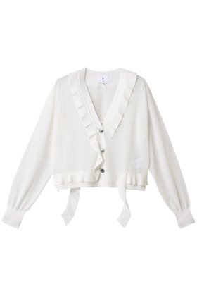 【ランバン オン ブルー/LANVIN en Bleu】のVネックフリルトリムカーディガン 人気、トレンドファッション・服の通販 founy(ファニー) ファッション Fashion レディースファッション Fashion for Women トップス・カットソー Cut & Sew Tops ニット Knit Tops & Sweaters カーディガン・羽織り Layered Style Cardigans Vネックトップス V-Neck Tops / V-Cut Neckline Shirts インナー Innerwear カーディガン Cardigan, Knitwear シンプル Simple, Minimal フェミニン Feminine, Girly フリル Frill, Ruffle エレガント 上品 Elegant 夏 Summer 春 Spring S/S・春夏 SS, Spring/Summer, Warm Season |ID:prp329100004444684