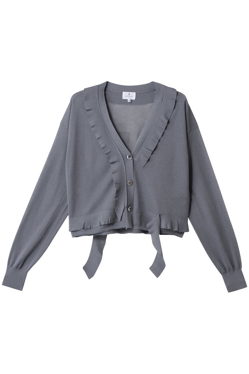 【ランバン オン ブルー/LANVIN en Bleu】のVネックフリルトリムカーディガン インテリア・キッズ・メンズ・レディースファッション・服の通販 founy(ファニー) 　ファッション　Fashion　レディースファッション　Fashion for Women　トップス・カットソー　Cut & Sew Tops　ニット　Knit Tops & Sweaters　カーディガン・羽織り　Layered Style Cardigans　Vネックトップス　V-Neck Tops / V-Cut Neckline Shirts　インナー　Innerwear　カーディガン　Cardigan, Knitwear　シンプル　Simple, Minimal　フェミニン　Feminine, Girly　フリル　Frill, Ruffle　エレガント 上品　Elegant　夏　Summer　春　Spring　S/S・春夏　SS, Spring/Summer, Warm Season　チャコールグレー|ID: prp329100004444684 ipo3291000000032936255