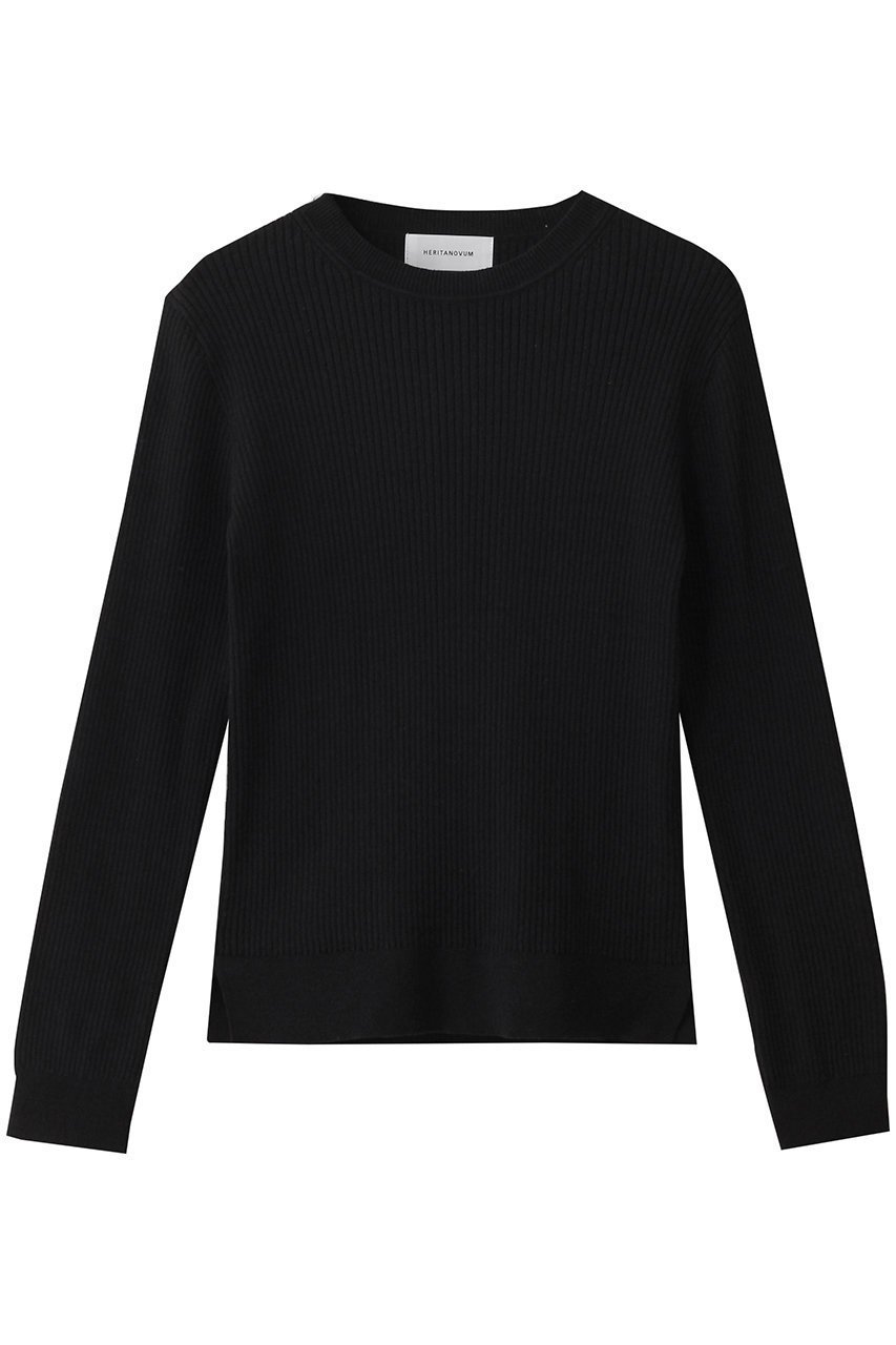 【ガリャルダガランテ/GALLARDAGALANTE】の【HERITANOVUM】クルーリブニット インテリア・キッズ・メンズ・レディースファッション・服の通販 founy(ファニー) 　ファッション　Fashion　レディースファッション　Fashion for Women　トップス・カットソー　Cut & Sew Tops　ニット　Knit Tops & Sweaters　カジュアルプルオーバー・ニットトップス　Pullovers & Knit Tops / Casual Pullovers　インナー　Innerwear　スタンダード　Standard, Basic　ベーシック　Basic, Essential　ブラック|ID: prp329100004444688 ipo3291000000036223966