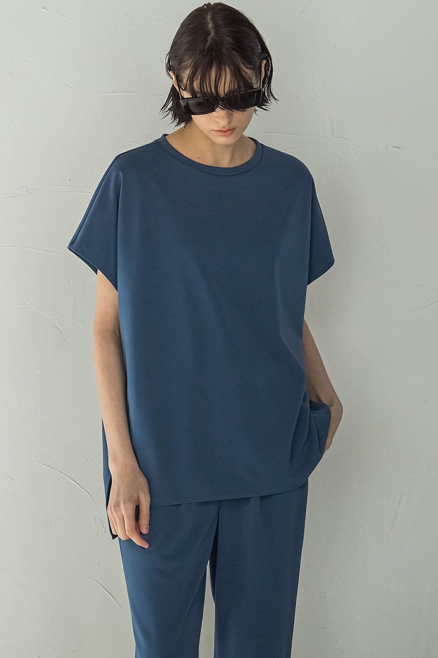 【エッセン ロートレアモン/ESSEN LAUTREAMONT】のトリアセカルぜトップス インテリア・キッズ・メンズ・レディースファッション・服の通販 founy(ファニー) 　ファッション　Fashion　レディースファッション　Fashion for Women　トップス・カットソー　Cut & Sew Tops　シャツ・ブラウス・オフィスカジュアル　Elegant Blouses & Button-Ups　ロングTシャツ・Tシャツ　Longline T-Shirts & Tees　カットソー・ベーシックTシャツ　Cut-and-Sewn Tops / Stretch Tees & Basics　エレガント 上品　Elegant　ショート　Short, Short Length　ストレッチ　Stretch, Stretchy Fabric　スリーブ　Sleeve, Long Sleeve / Short Sleeve　ドレープ　Drape, Draping Fabric　リュクス　Luxury, Elegant, High-End, Chic　リラックス　Relax, Relaxed Fit　夏　Summer　ブルー|ID: prp329100004444697 ipo3291000000032852805