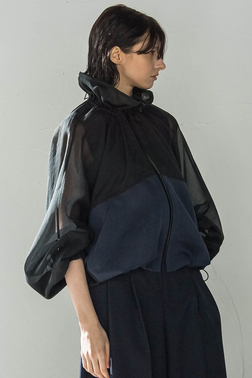 【エッセン ロートレアモン/ESSEN LAUTREAMONT】のポリエステルオーガンジードルマンブルゾン 人気、トレンドファッション・服の通販 founy(ファニー) 　ファッション　Fashion　レディースファッション　WOMEN　アウター　Coat Outerwear　ジャケット　Jackets　ブルゾン　Blouson/Jackets　オーガンジー　Organdy　シアー　Sheer　ジャケット　Jacket　スタンド　Stand　スポーティ　Sporty　トレンド　Trend　ブルゾン　Blouson　other-3|ID: prp329100004444699 ipo3291000000031255232