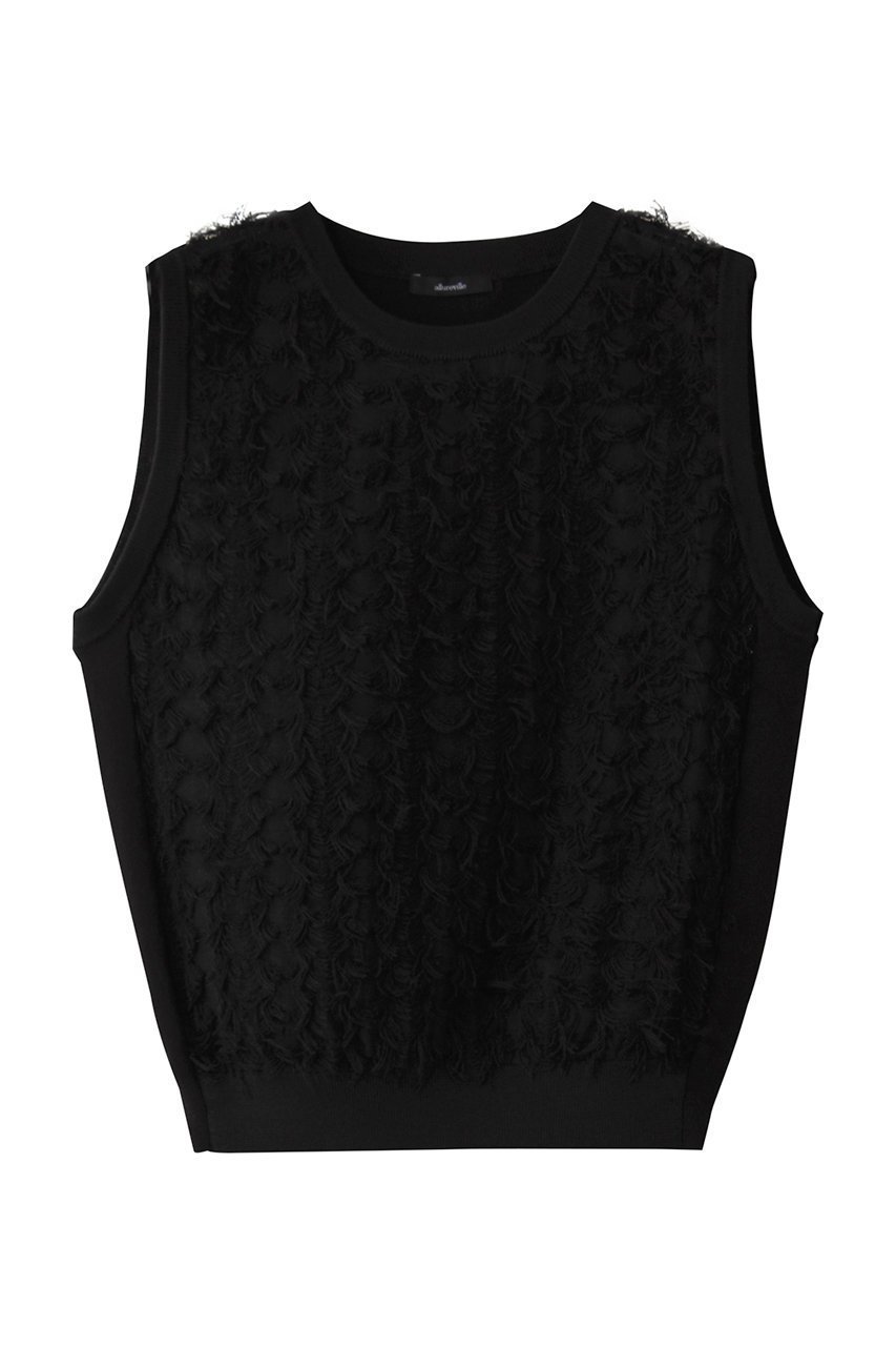 【アルアバイル/allureville】のシアーカットJQ プルオーバー インテリア・キッズ・メンズ・レディースファッション・服の通販 founy(ファニー) 　ファッション　Fashion　レディースファッション　Fashion for Women　トップス・カットソー　Cut & Sew Tops　ニット　Knit Tops & Sweaters　カジュアルプルオーバー・ニットトップス　Pullovers & Knit Tops / Casual Pullovers　エレガント 上品　Elegant　コンパクト　Compact, Small Size　シアー　Sheer, See-Through　シンプル　Simple, Minimal　ジャカード／ジャガード　Jacquard, Woven Pattern　ノースリーブ　Sleeveless, No-Sleeve　ブラック|ID: prp329100004444708 ipo3291000000032935821