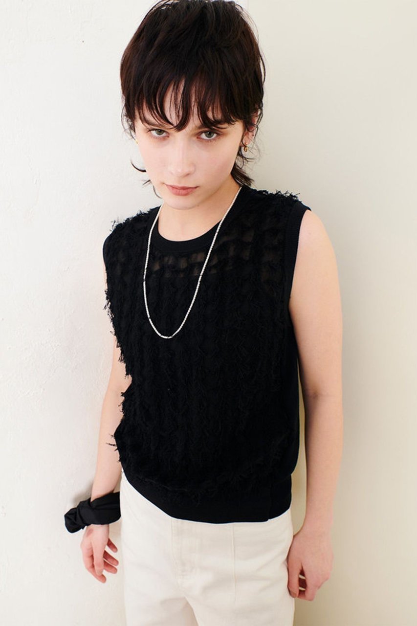 【アルアバイル/allureville】のシアーカットJQ プルオーバー 人気、トレンドファッション・服の通販 founy(ファニー) 　ファッション　Fashion　レディースファッション　Fashion for Women　トップス・カットソー　Cut & Sew Tops　ニット　Knit Tops & Sweaters　カジュアルプルオーバー・ニットトップス　Pullovers & Knit Tops / Casual Pullovers　エレガント 上品　Elegant　コンパクト　Compact, Small Size　シアー　Sheer, See-Through　シンプル　Simple, Minimal　ジャカード／ジャガード　Jacquard, Woven Pattern　ノースリーブ　Sleeveless, No-Sleeve　other-6|ID: prp329100004444708 ipo3291000000032935863