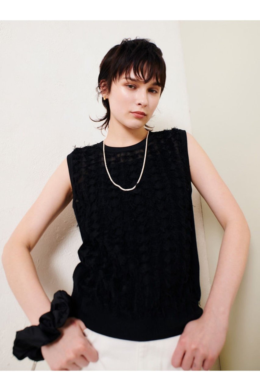 【アルアバイル/allureville】のシアーカットJQ プルオーバー 人気、トレンドファッション・服の通販 founy(ファニー) 　ファッション　Fashion　レディースファッション　Fashion for Women　トップス・カットソー　Cut & Sew Tops　ニット　Knit Tops & Sweaters　カジュアルプルオーバー・ニットトップス　Pullovers & Knit Tops / Casual Pullovers　エレガント 上品　Elegant　コンパクト　Compact, Small Size　シアー　Sheer, See-Through　シンプル　Simple, Minimal　ジャカード／ジャガード　Jacquard, Woven Pattern　ノースリーブ　Sleeveless, No-Sleeve　other-8|ID: prp329100004444708 ipo3291000000032935876