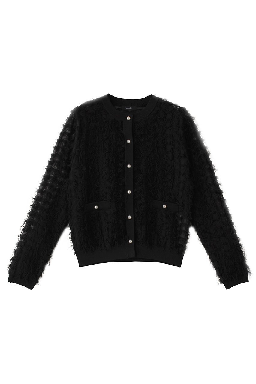 【アルアバイル/allureville】のシアーカットJQ カーディガン インテリア・キッズ・メンズ・レディースファッション・服の通販 founy(ファニー) 　ファッション　Fashion　レディースファッション　Fashion for Women　トップス・カットソー　Cut & Sew Tops　ニット　Knit Tops & Sweaters　カーディガン・羽織り　Layered Style Cardigans　エレガント 上品　Elegant　カーディガン　Cardigan, Knitwear　コンパクト　Compact, Small Size　シアー　Sheer, See-Through　ジャカード／ジャガード　Jacquard, Woven Pattern　パール　Pearl, Pearl Accent　フロント　Front, Front Design　ブラック|ID: prp329100004444709 ipo3291000000032934558