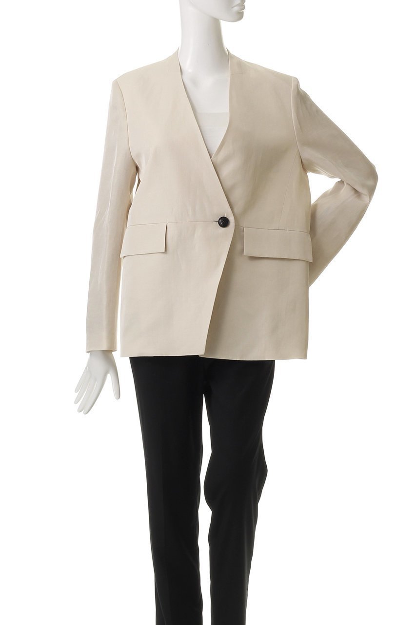 【デパリエ/DEPAREILLE】のトリアセテートリネンノーカラージャケット 人気、トレンドファッション・服の通販 founy(ファニー) 　ファッション　Fashion　レディースファッション　WOMEN　アウター　Coat Outerwear　ジャケット　Jackets　ノーカラージャケット　No Collar Leather Jackets　おすすめ　Recommend　シンプル　Simple　ジャケット　Jacket　セットアップ　Set Up　フェミニン　Feminine　マニッシュ　Mannish　リネン　Linen　リラックス　Relax　エレガント 上品　Elegant　other-2|ID: prp329100004444715 ipo3291000000031255335