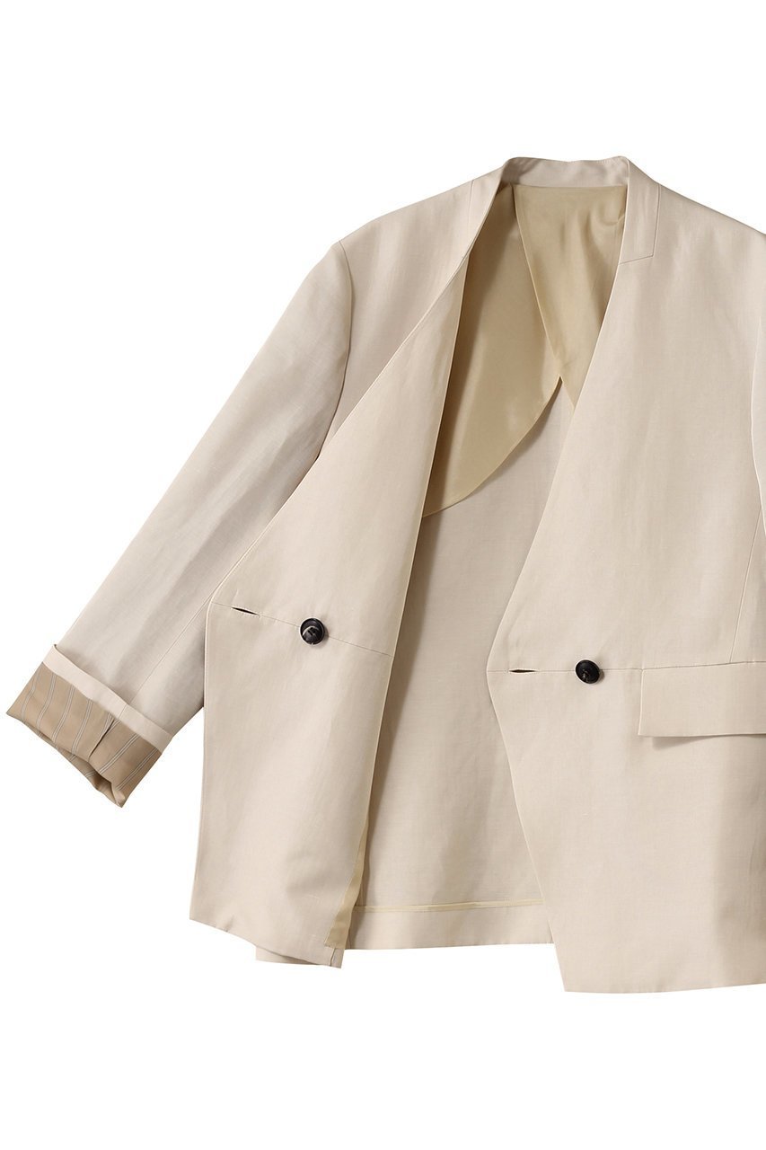 【デパリエ/DEPAREILLE】のトリアセテートリネンノーカラージャケット 人気、トレンドファッション・服の通販 founy(ファニー) 　ファッション　Fashion　レディースファッション　WOMEN　アウター　Coat Outerwear　ジャケット　Jackets　ノーカラージャケット　No Collar Leather Jackets　おすすめ　Recommend　シンプル　Simple　ジャケット　Jacket　セットアップ　Set Up　フェミニン　Feminine　マニッシュ　Mannish　リネン　Linen　リラックス　Relax　エレガント 上品　Elegant　other-6|ID: prp329100004444715 ipo3291000000031325672