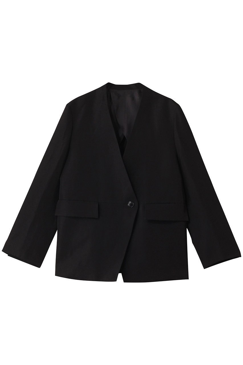 【デパリエ/DEPAREILLE】のトリアセテートリネンノーカラージャケット インテリア・キッズ・メンズ・レディースファッション・服の通販 founy(ファニー) 　ファッション　Fashion　レディースファッション　Fashion for Women　アウター　Coat / Outerwear Collection　レディースジャケット・軽アウター　Jackets　ノーカラージャケット / シンプル上品コーデ　Collarless Jackets　おすすめ　Recommended / Our Picks　シンプル　Simple, Minimal　ジャケット　Jacket, Outerwear　セットアップ　Set-Up, Coordinated Outfit　フェミニン　Feminine, Girly　マニッシュ　Mannish, Boyish　リネン　Linen, Linen Fabric　リラックス　Relax, Relaxed Fit　エレガント 上品　Elegant　ブラック|ID: prp329100004444715 ipo3291000000032956238