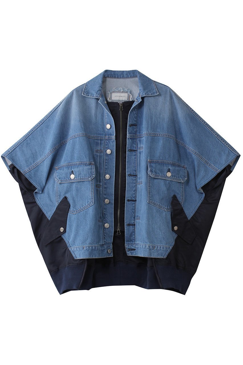【ヒューエルミュージアム/hueLe Museum】の【STUMBLY】Deim / MA-1 Combi Gilet Poncho インテリア・キッズ・メンズ・レディースファッション・服の通販 founy(ファニー) 　ファッション　Fashion　レディースファッション　Fashion for Women　アウター　Coat / Outerwear Collection　レディースジャケット・軽アウター　Jackets　MA-1ジャケット　MA-1 Bomber Jackets / Flight Jackets　おすすめ　Recommended / Our Picks　ジャケット　Jacket, Outerwear　デニム　Denim, Jeans Material　ベスト　Vest, Waistcoat　ネイビー|ID: prp329100004444717 ipo3291000000032967360