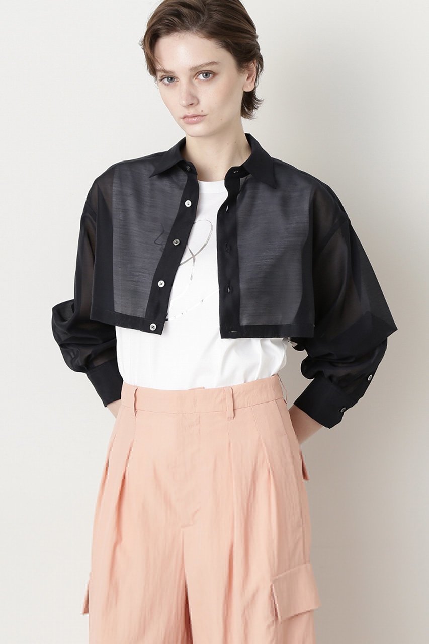 【ヒューエルミュージアム/hueLe Museum】の【STUMBLY】Sheer Cropped Shirt 人気、トレンドファッション・服の通販 founy(ファニー) 　ファッション　Fashion　レディースファッション　WOMEN　トップス・カットソー　Tops/Tshirt　シャツ/ブラウス　Shirts/Blouses　おすすめ　Recommend　クロップド　Cropped　スリーブ　Sleeve　ロング　Long　ワイド　Wide　エレガント 上品　Elegant　other-7|ID: prp329100004444721 ipo3291000000031617097