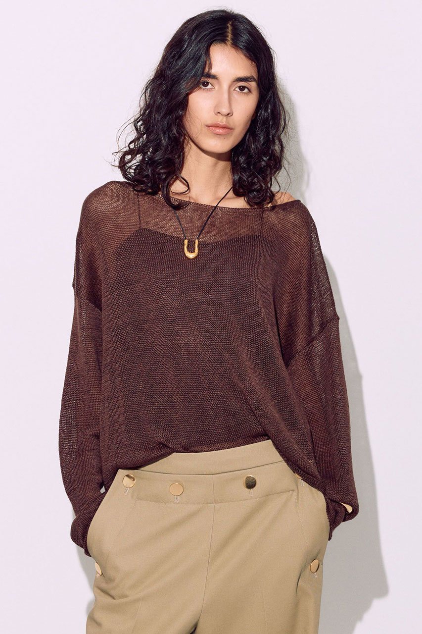 【ブリル/BRILL】のリネンリラックスプルオーバー インテリア・キッズ・メンズ・レディースファッション・服の通販 founy(ファニー) 　ファッション　Fashion　レディースファッション　Fashion for Women　トップス・カットソー　Cut & Sew Tops　ニット　Knit Tops & Sweaters　カジュアルプルオーバー・ニットトップス　Pullovers & Knit Tops / Casual Pullovers　シンプル　Simple, Minimal　リネン　Linen, Linen Fabric　ダークブラウン|ID: prp329100004444722 ipo3291000000036259873